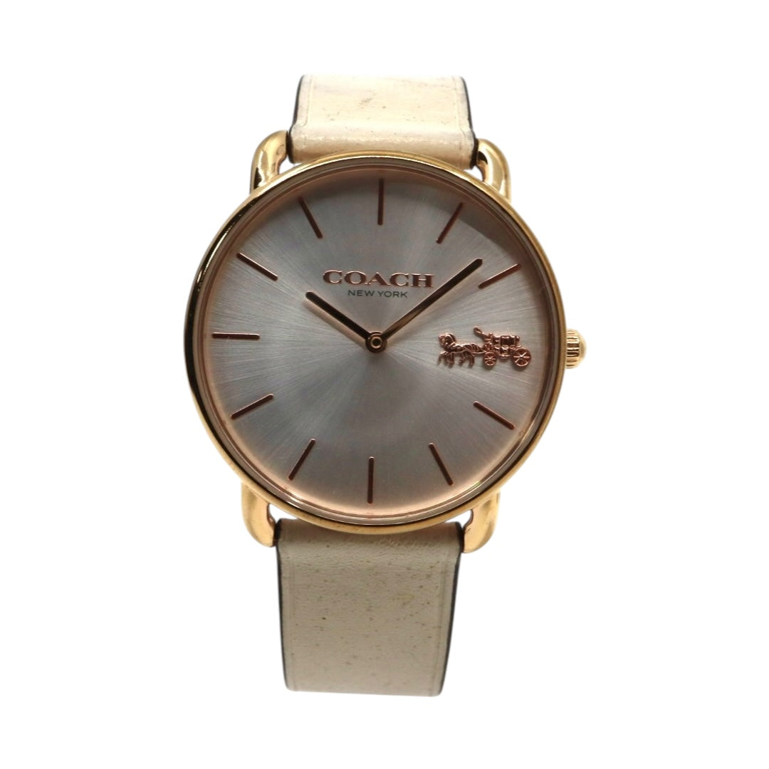 【美品】コーチ COACH 腕時計 レディース グランド GRAND ゴールド シルバー レザー 馬車ロゴ CA.158.7.34.2401 クォーツ アナログ 3針 ビジネス オフィス 通勤 通学 シンプル エレガント 上品 クラシック 純正箱付 G11