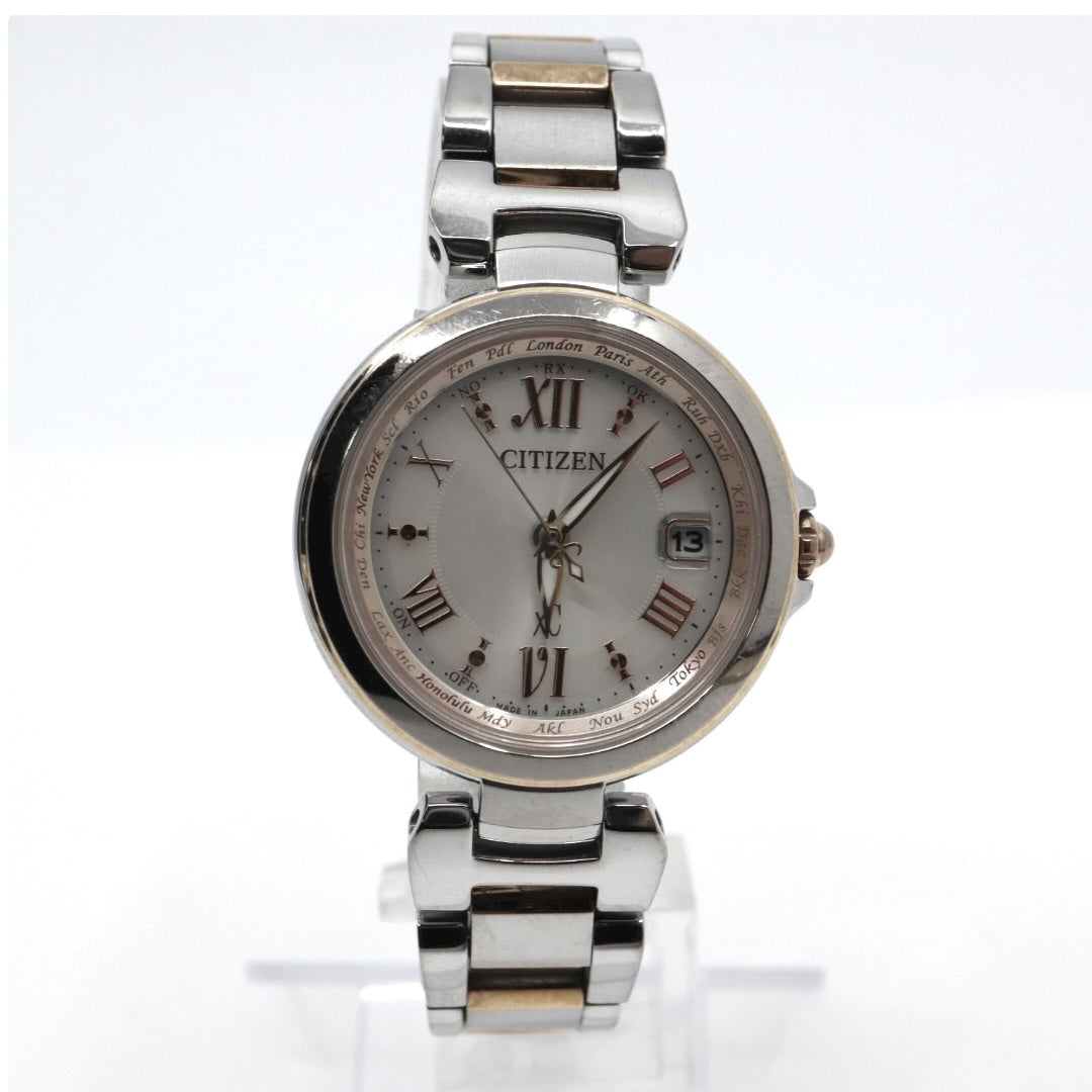 CITIZEN シチズン xC クロスシー エコドライブ 電波時計 腕時計 シルバー ローマンインデックス デイト レディース G11