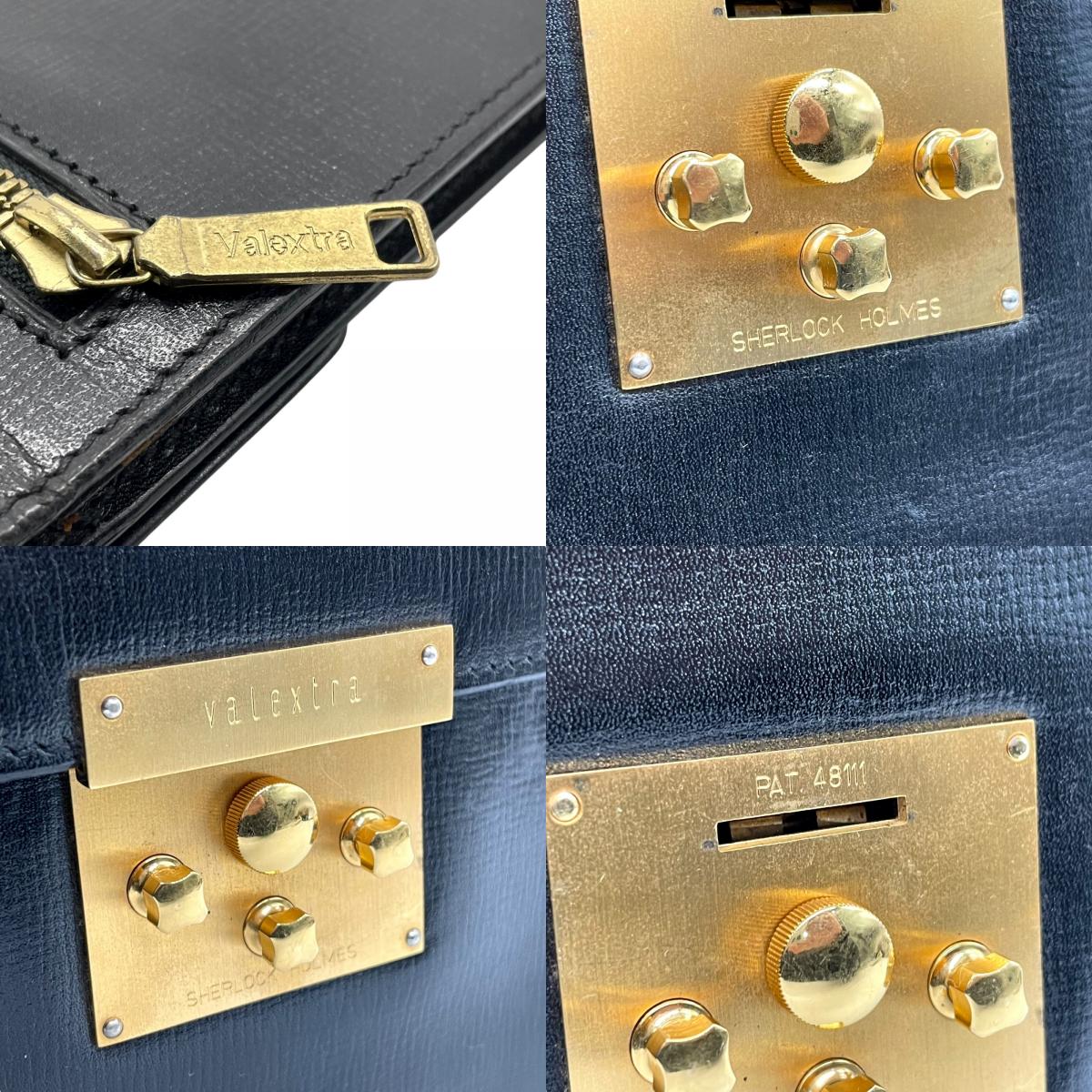 【美品】Valextra ヴァレクストラ クラッチバッグ セカンドバッグ レザー 黒 ブラック ゴールド金具 イタリア製 ヴィンテージ メンズ レディース K9