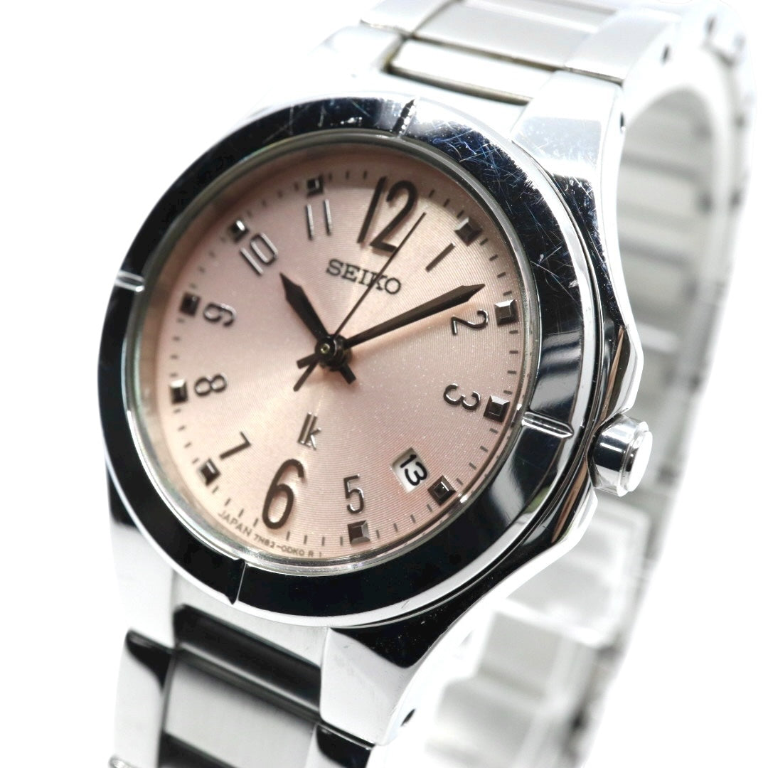 SEIKO セイコー LUKIA ルキア 7N82 ピンク文字盤 ステンレス レディース クオーツ デイト 上品ウォッチ I2