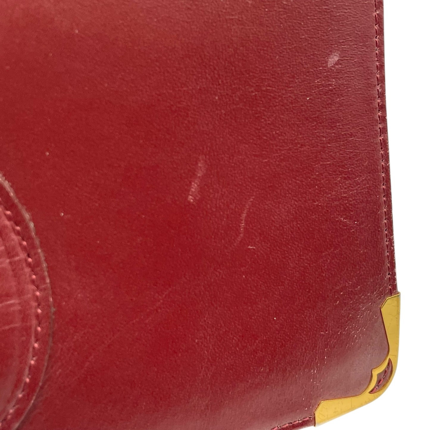 Cartier カルティエ ボルドー レザー クラッチバッグ ゴールドロゴ ヴィンテージ 1980s 1990s 上品 パリ クラシック K7