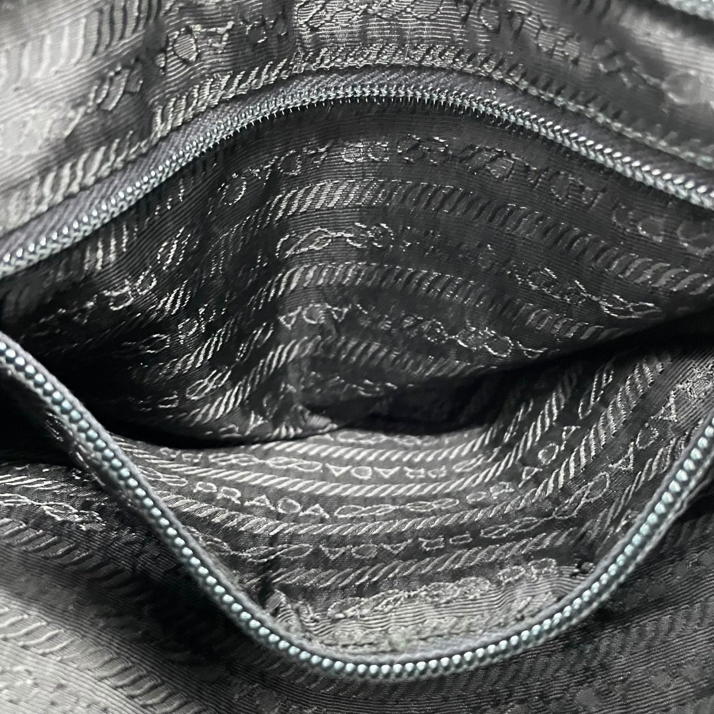 Authentic PRADA Tote Bag Black Nylon Shoulder Bag Triangle Logo Silver Hardware A4 Storage Zipper Women's Tessuto