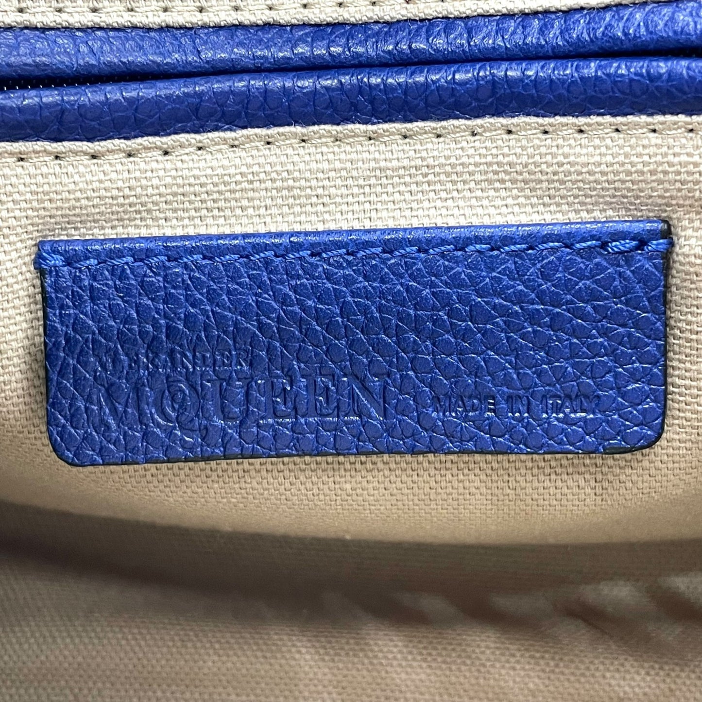 Authentic ALEXANDER McQUEEN 2WAY Handbag Shoulder Bag Skull Padlock Blue Leather Women's Crossbody