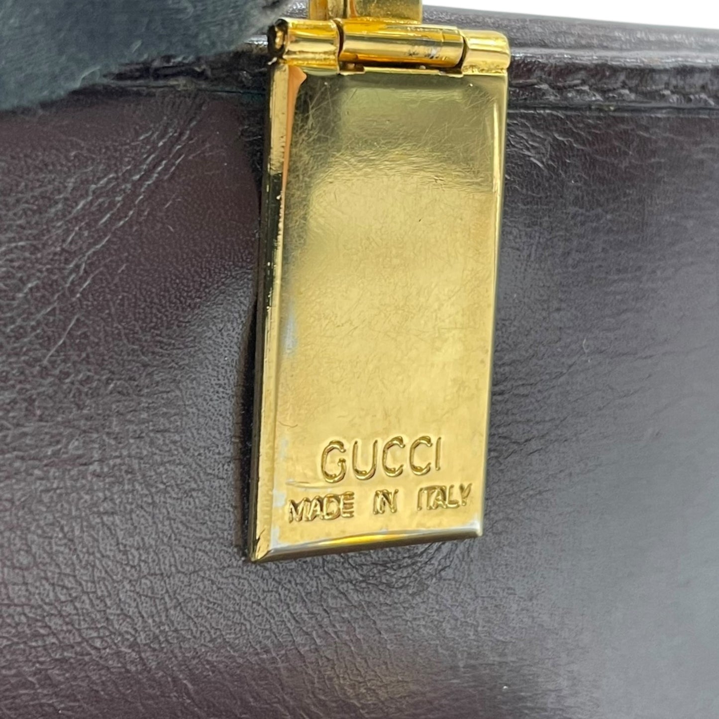 美品 GUCCI グッチ レザー 二つ折り財布 ボルドー ブラウン ゴールド金具 インターロッキング 035-904 ヴィンテージ レディース オールドグッチ M4