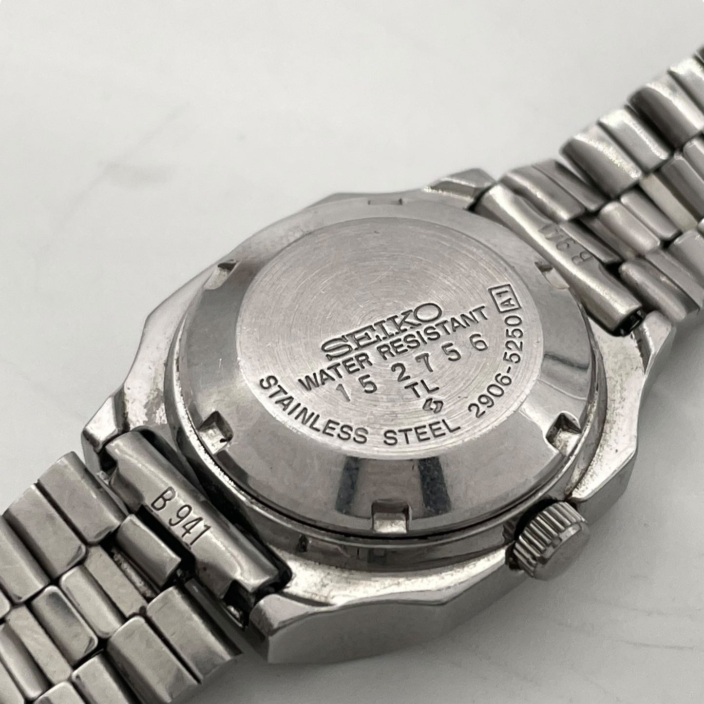 【稼働品】seiko セイコー 腕時計 2906-5250 レディース 自動巻き オートマチック ヴィンテージ アンティーク 青文字盤 デイデイト アナログ スクエア クラシック エレガント ドレスウォッチ ステンレス クリーニング済 G