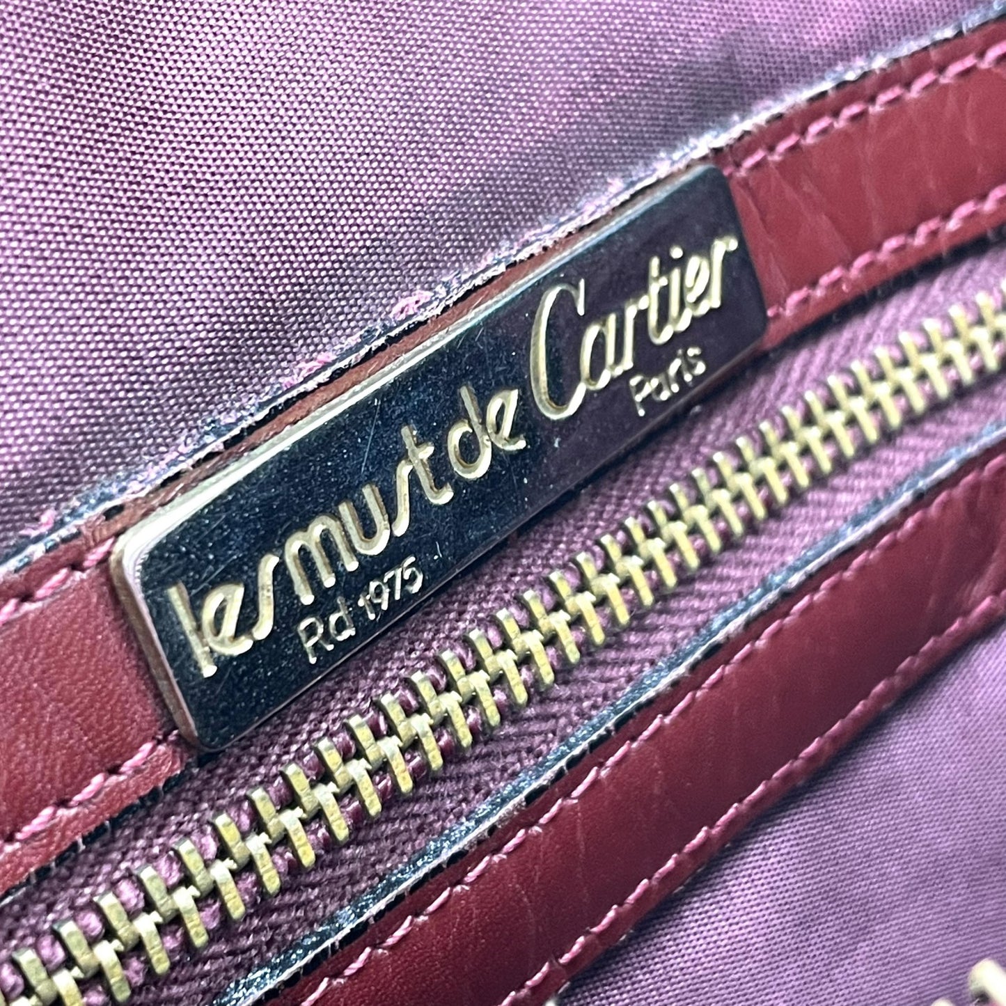 Cartier カルティエ マストライン ボストンバッグ レザー 赤 ボルドー ワインレッド ゴールド金具 パドロック クロシェット 2Cモチーフ メンズ レディース ヴィンテージ U1