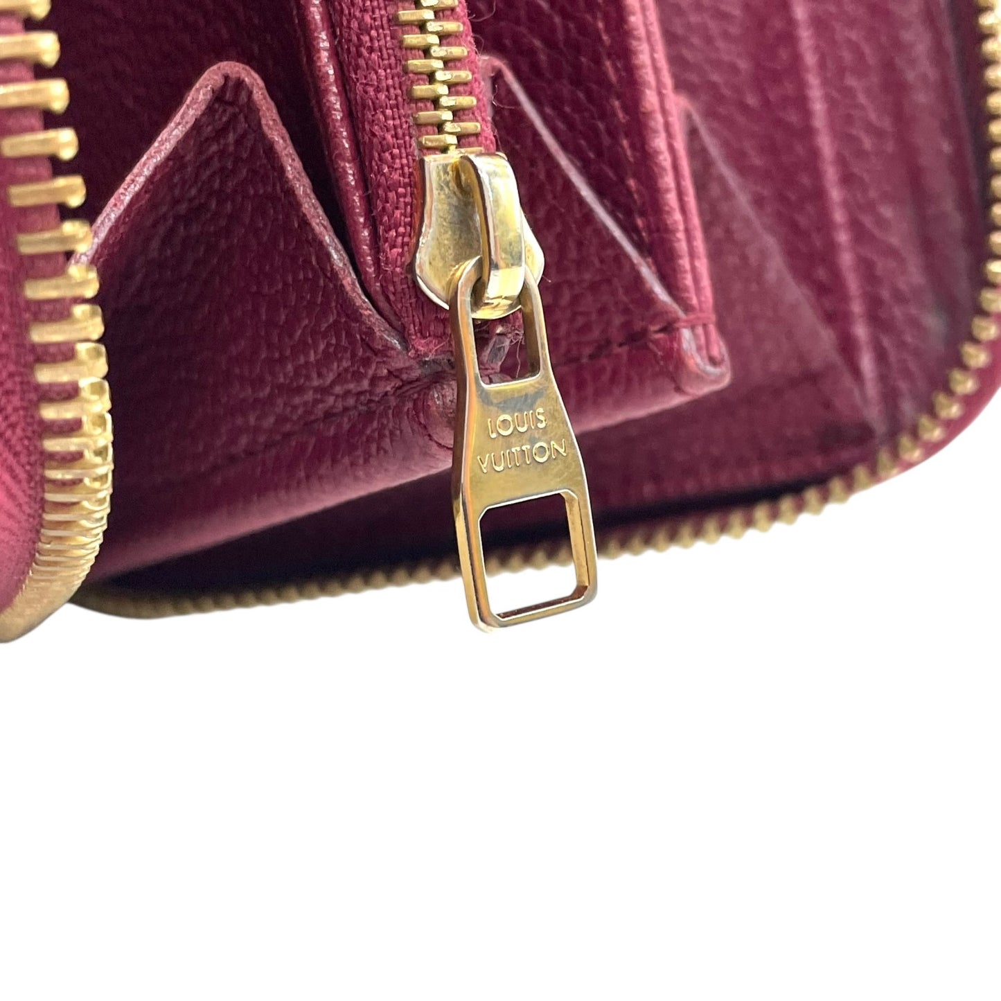 LOUIS VUITTON ルイヴィトン モノグラム アンプラント ジッピーウォレット M60549 レザー 赤紫 パープル系 レザン ラウンドファスナー ゴールド金具 レディース W3