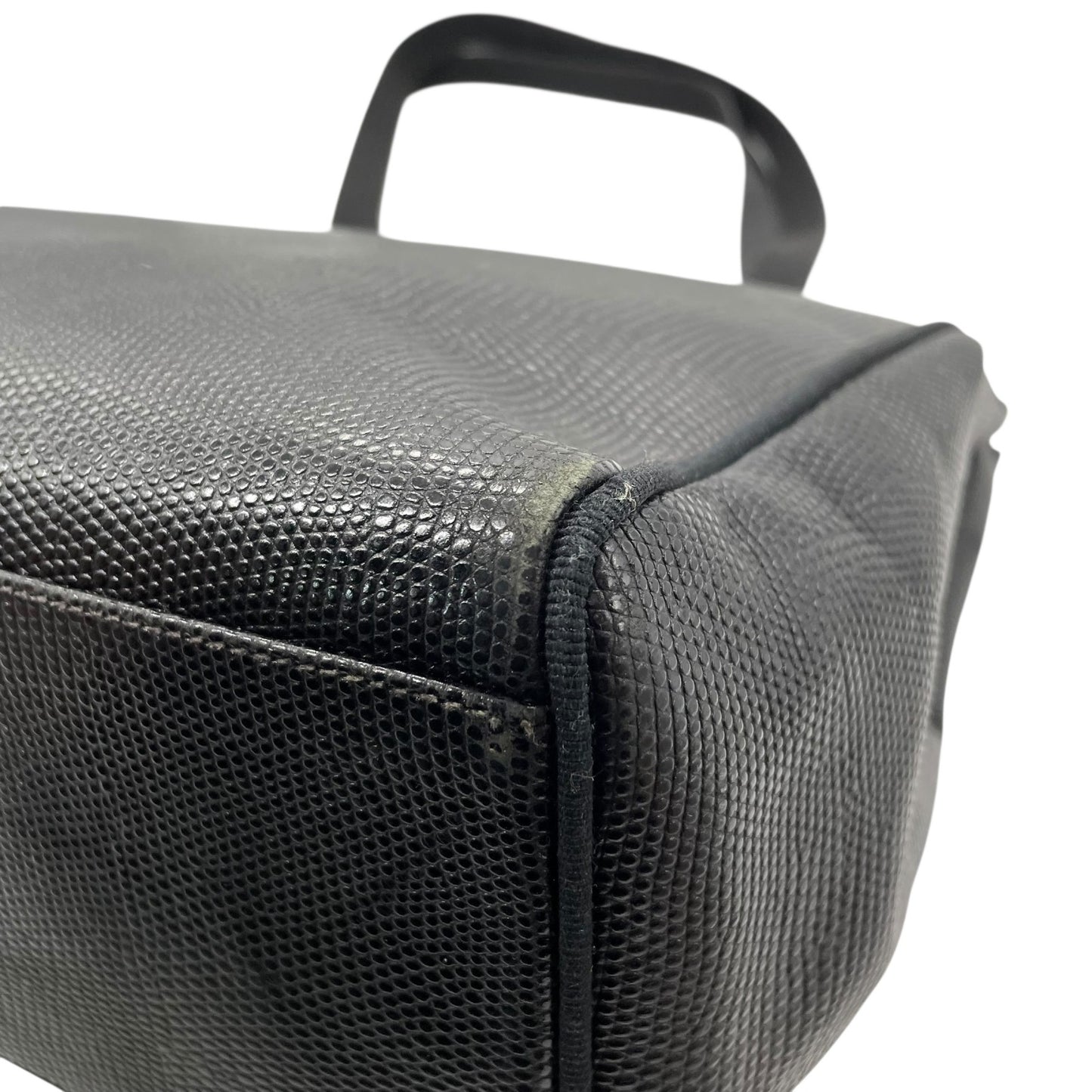 Salvatore Ferragamo フェラガモ ヴァラリボン トートバッグ ワンショルダー レザー トカゲ型押し 黒 ブラック ゴールド金具 肩掛け可 サルヴァトーレフェラガモ レディース D