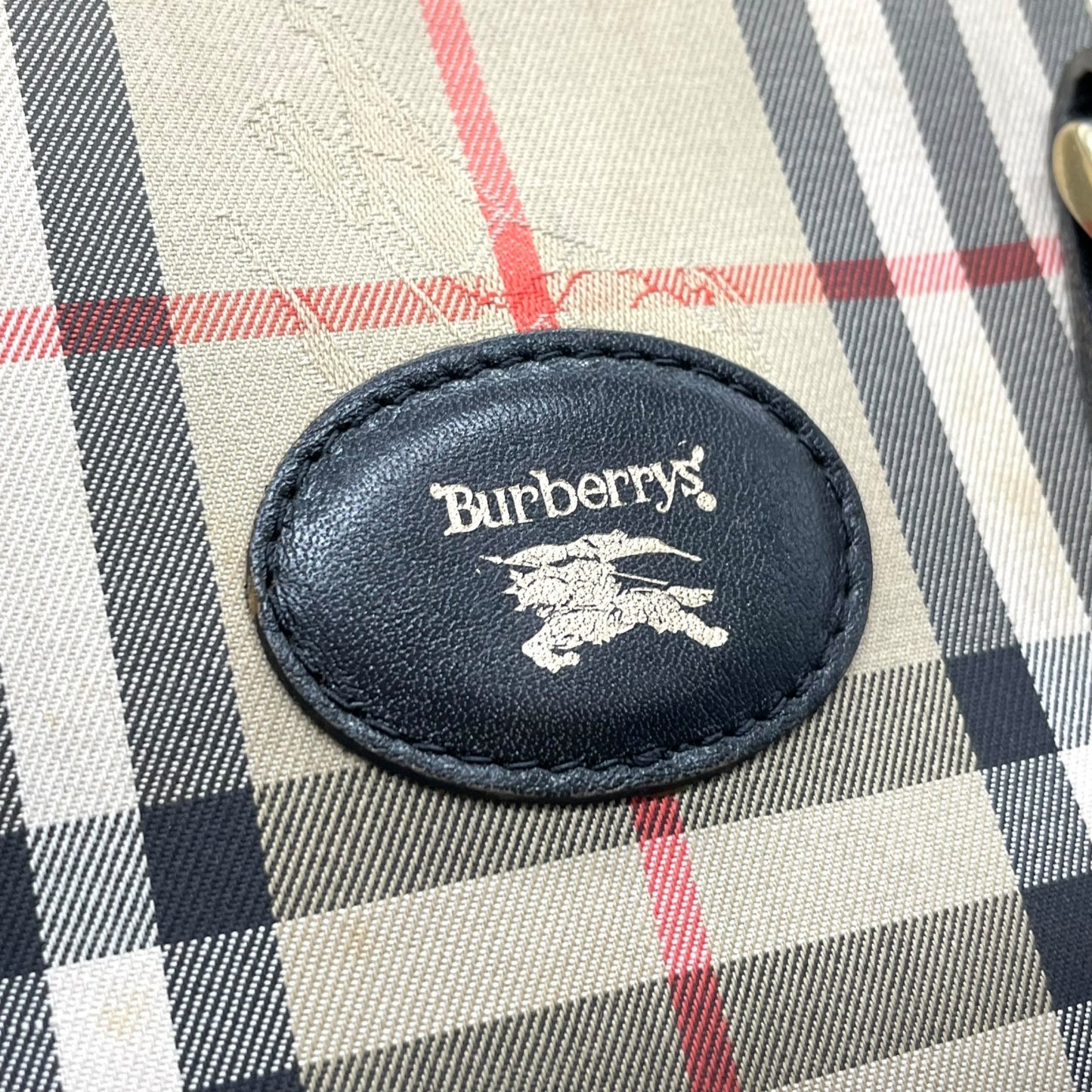 美品 Burberry バーバリー ノバチェック シャドーホース ミニボストン ハンドバッグ ベージュ ブラック キャンバス レザー ゴールド金具 ホースロゴ レディース ヴィンテージ E