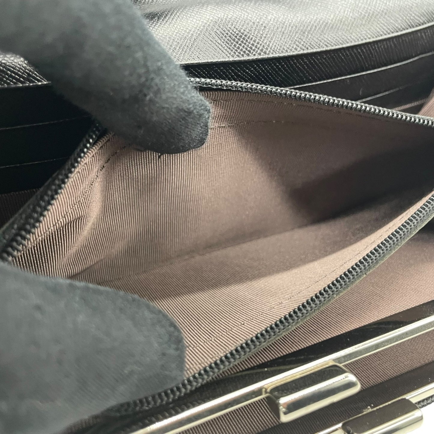 Authentic BURBERRY Long Wallet Bifold Check Embossed Logo Black Silver Hardware