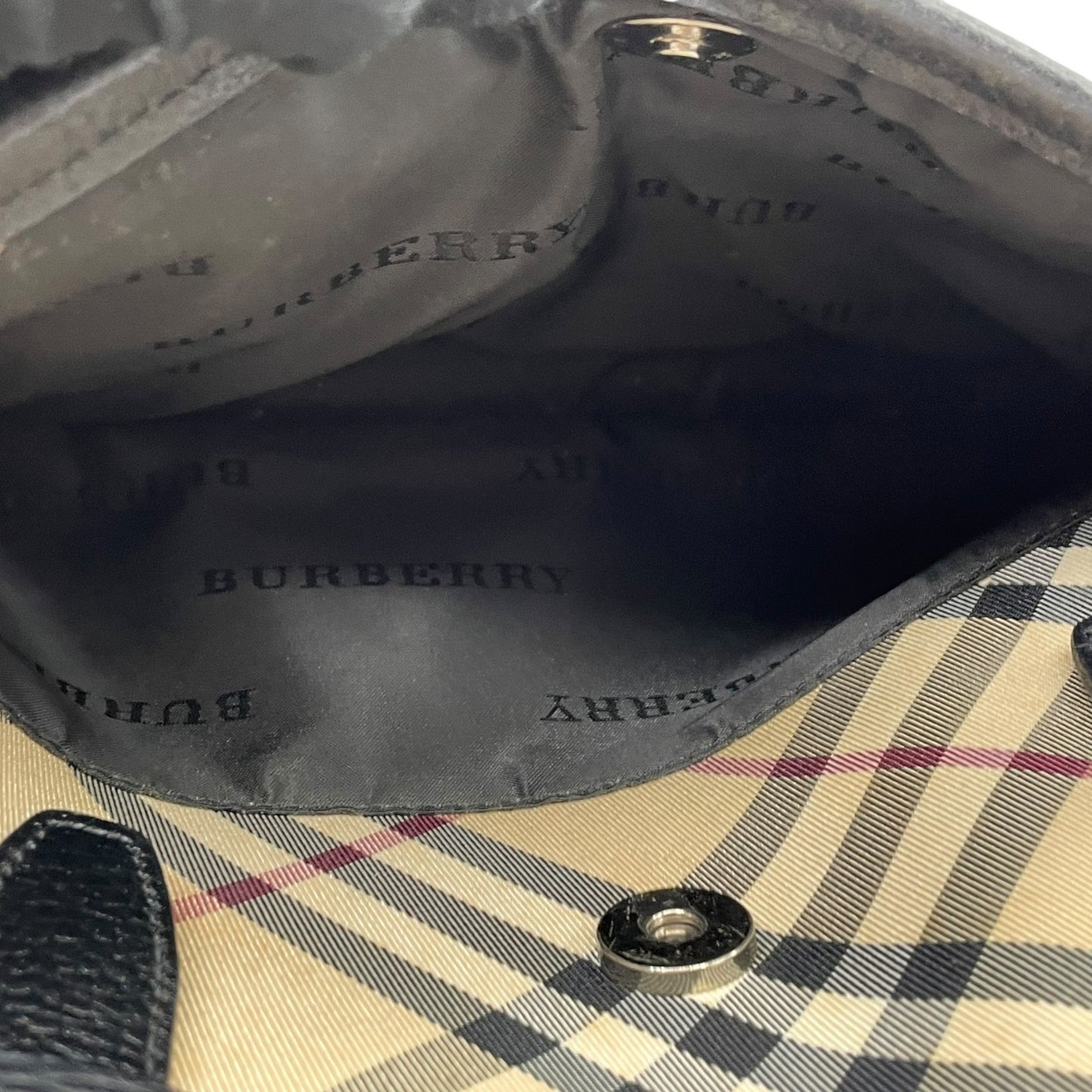 Authentic BURBERRY Check Nylon Leather Tote Bag Black A4 Size