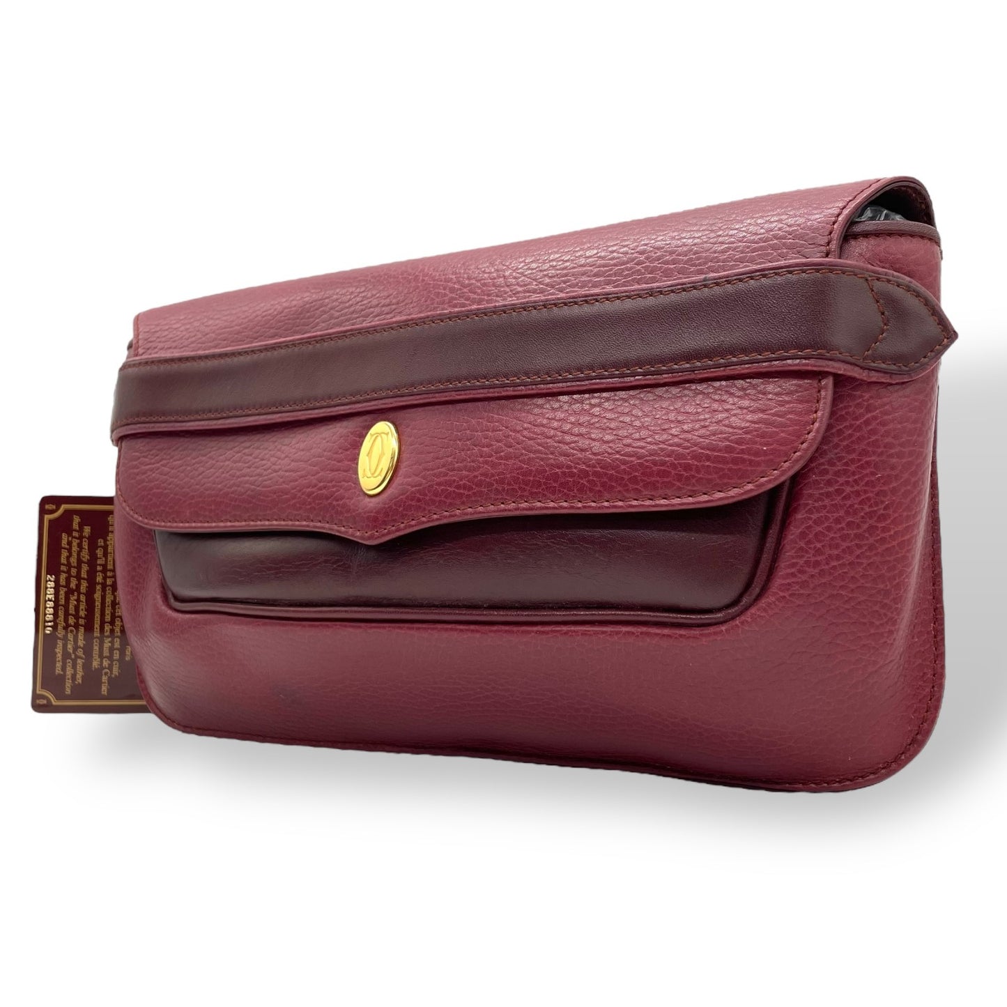 美品 Cartier カルティエ クラッチバッグ マストライン ボルドー レザー ゴールド金具 ギャランティカード付き セカンドバッグ ヴィンテージ メンズ レディース U7