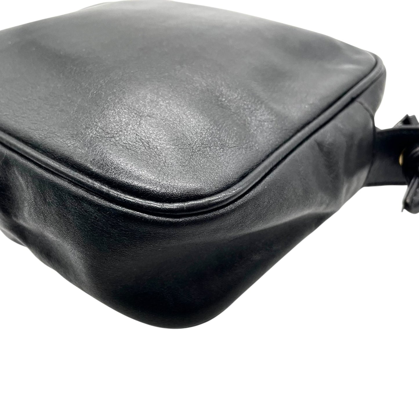 美品 LOEWE ロエベ ショルダーバッグ ミニバッグ コンパクト ポシェット アナグラム ロゴ 黒 ブラック レザー ゴールド金具 斜め掛け可 レディース ヴィンテージ D2