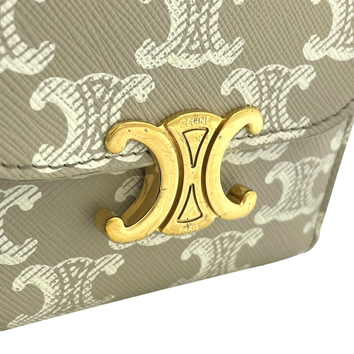 CELINE セリーヌ 三つ折り財布 トリオンフキャンバス PVC スモール コンパクトウォレット ベージュ ホワイト 10D78 レディース メンズ ユニセックス M5