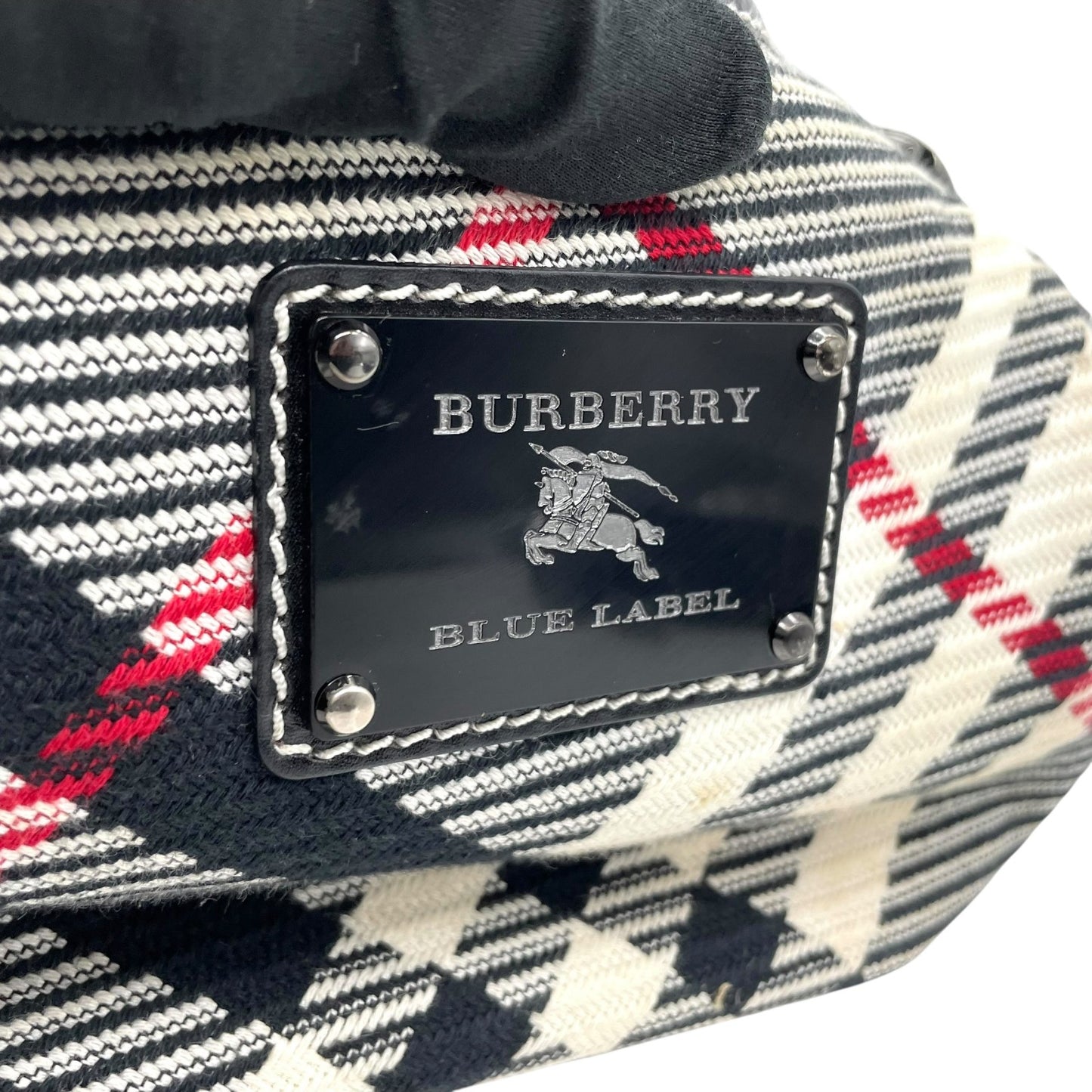 バーバリーブルーレーベル BURBERRY BLUE LABEL チェック柄 ワンショルダー ショルダーバッグ ハンドバッグ 2WAY ブラック 黒 キャンバス×レザー C4