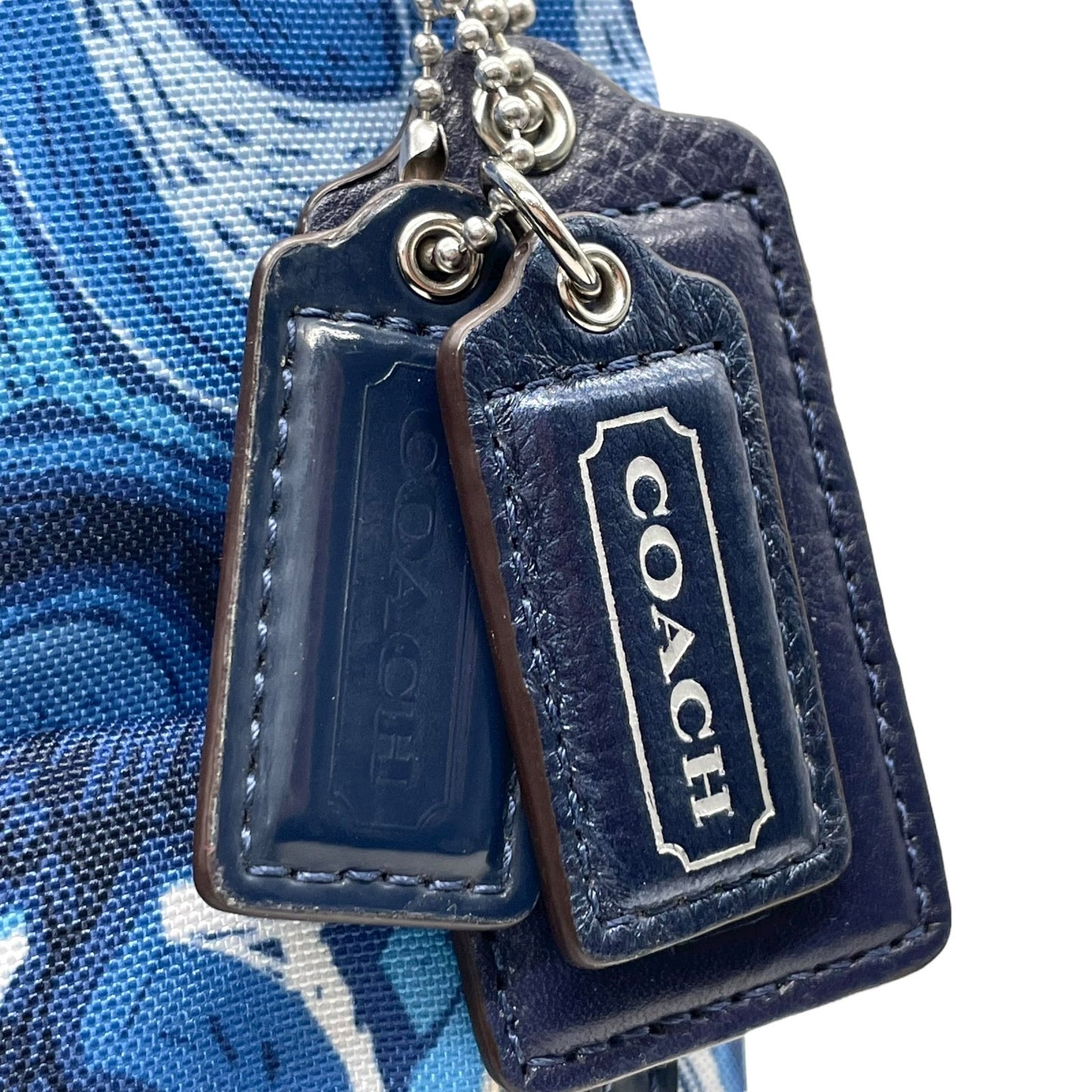 美品 コーチ COACH ハンドバッグ ショルダーバッグ シグネチャー アート柄 ダブルポケット 青 ブルー Y2K 00s S90