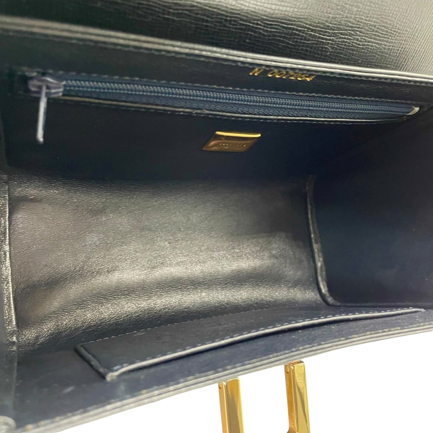 未使用級 極 美品 ヴァレクストラ Valextra ハンドバッグ ミニ レザー ネイビー 紺 金金具 ゴールド金具 イタリア製 上品 B