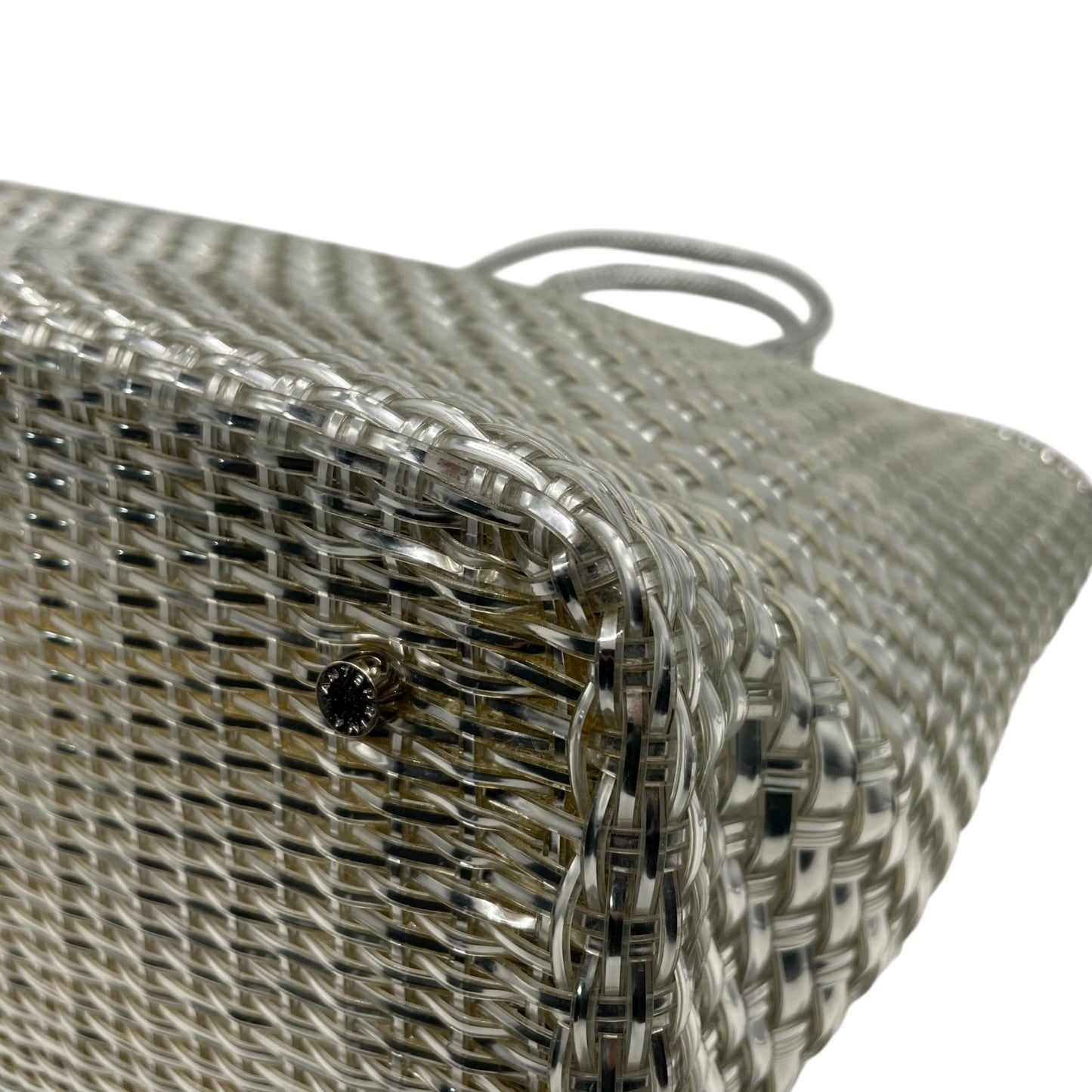 極美品 アンテプリマ ANTEPRIMA ワイヤーバッグ スタンダード イントレチャート スクエア ラージ シルバー バッグインバッグ インナーポーチ付き トートバッグ D