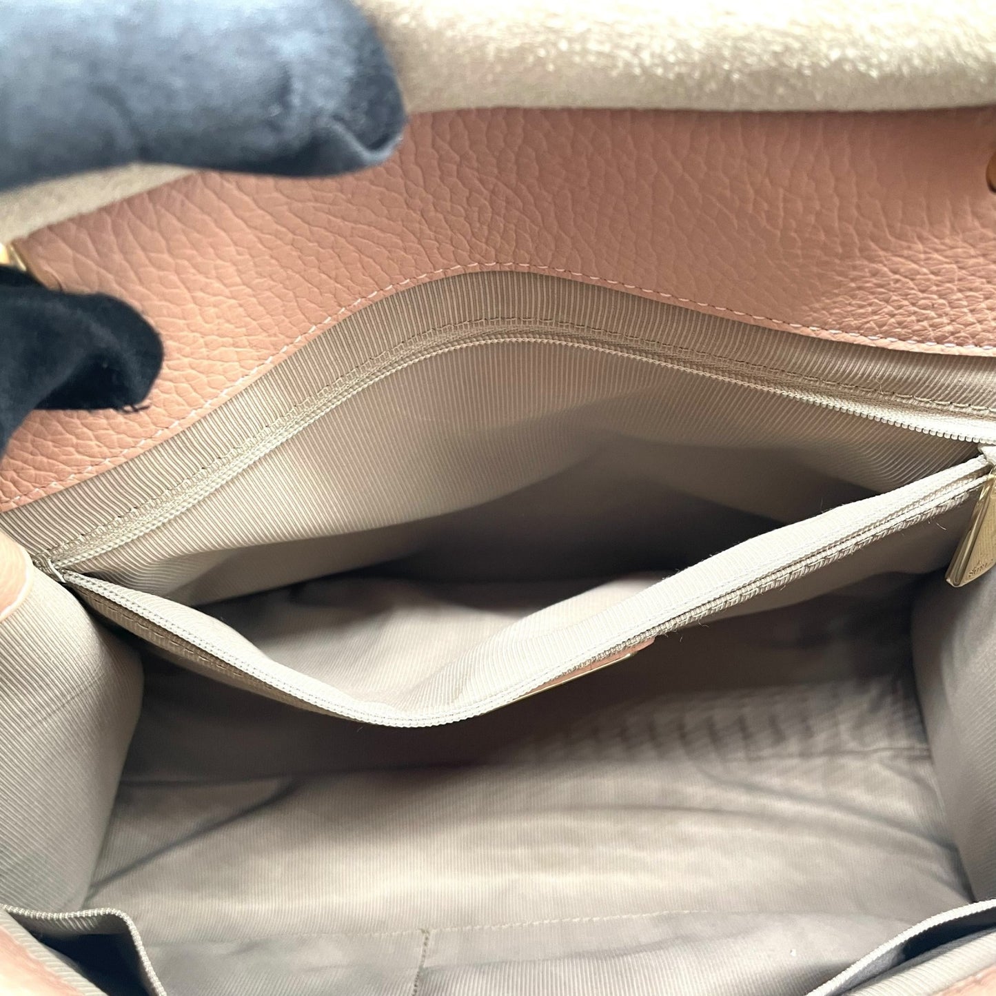 美品 フルラ FURLA メトロポリス トップハンドルバッグ ピンクベージュ レザー 金金具 ゴールド 2WAY ショルダー付き S56