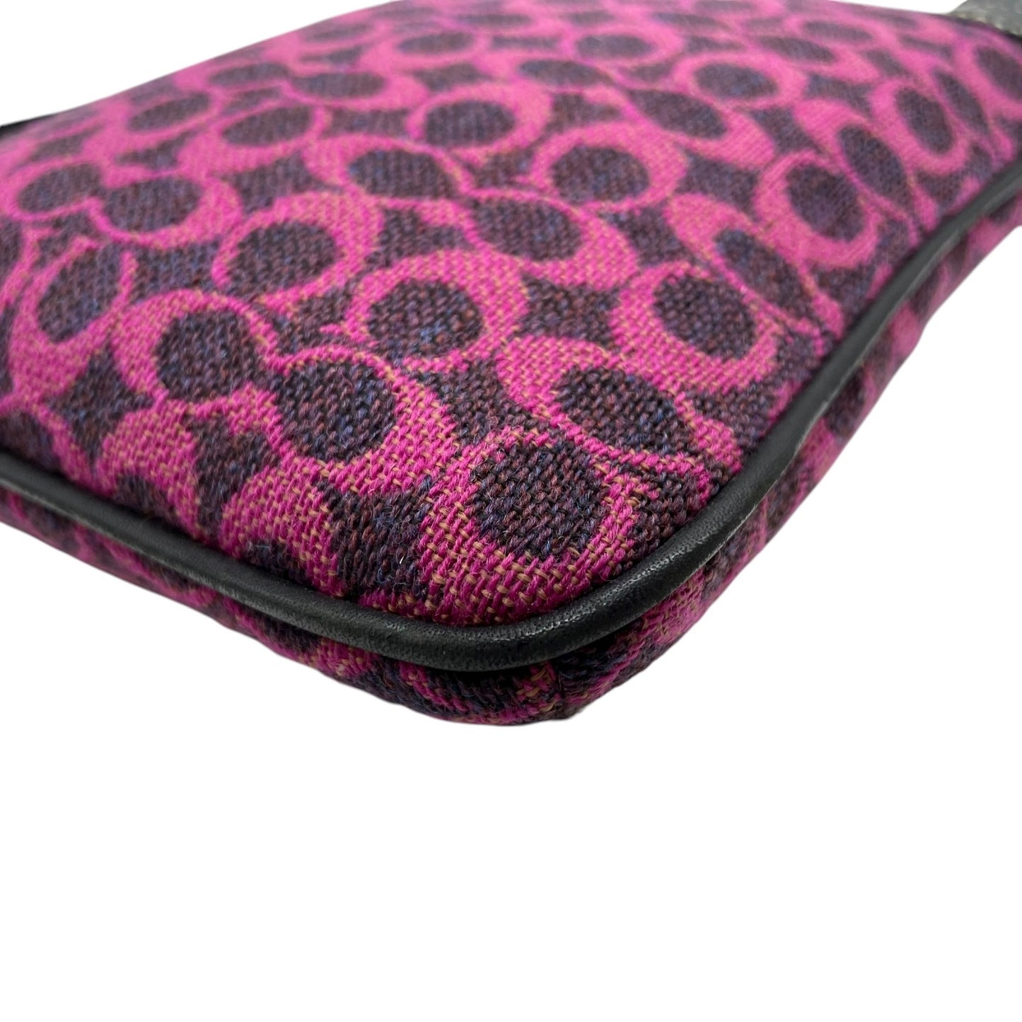 美品 コーチ COACH シグネチャー ジャカード ショルダーバッグ クロスボディ ピンク パープル ブラック レディース C8