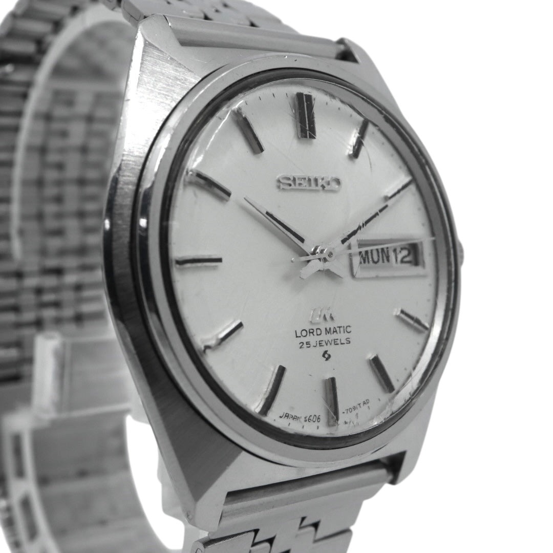 【稼働品】 seiko セイコー ロードマチック 腕時計 5606-7000 自動巻き 25石 デイデイト 絹目文字盤 メンズ アナログ ヴィンテージ 70年代 昭和レトロ アンティークウォッチ クラシックデザイン 日本製 オートマティック G4