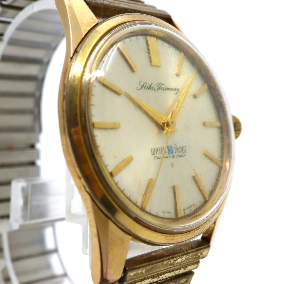 【稼働品】seiko セイコー セイコーシャ クロノス J13048 自動巻き 21石 腕時計 メンズ ゴールド シルバー文字盤 ヴィンテージ アナログ アンティーク クラシックデザイン Diashock 昭和レトロ 日本製 WATER PROOF G4