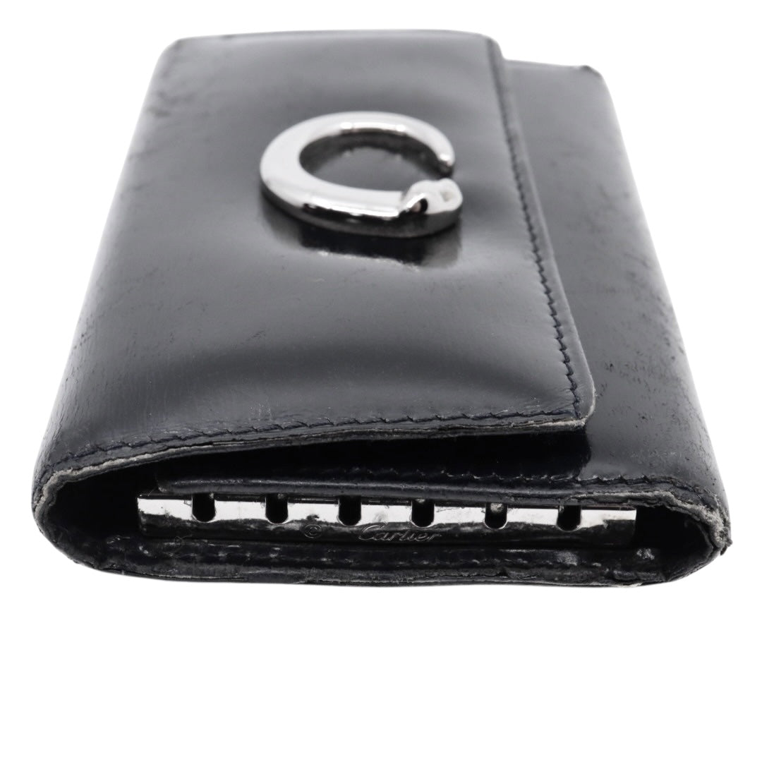 カルティエ Cartier マストライン パンテール キーケース 6連 黒 ブラック シルバー レザー 銀金具 M5
