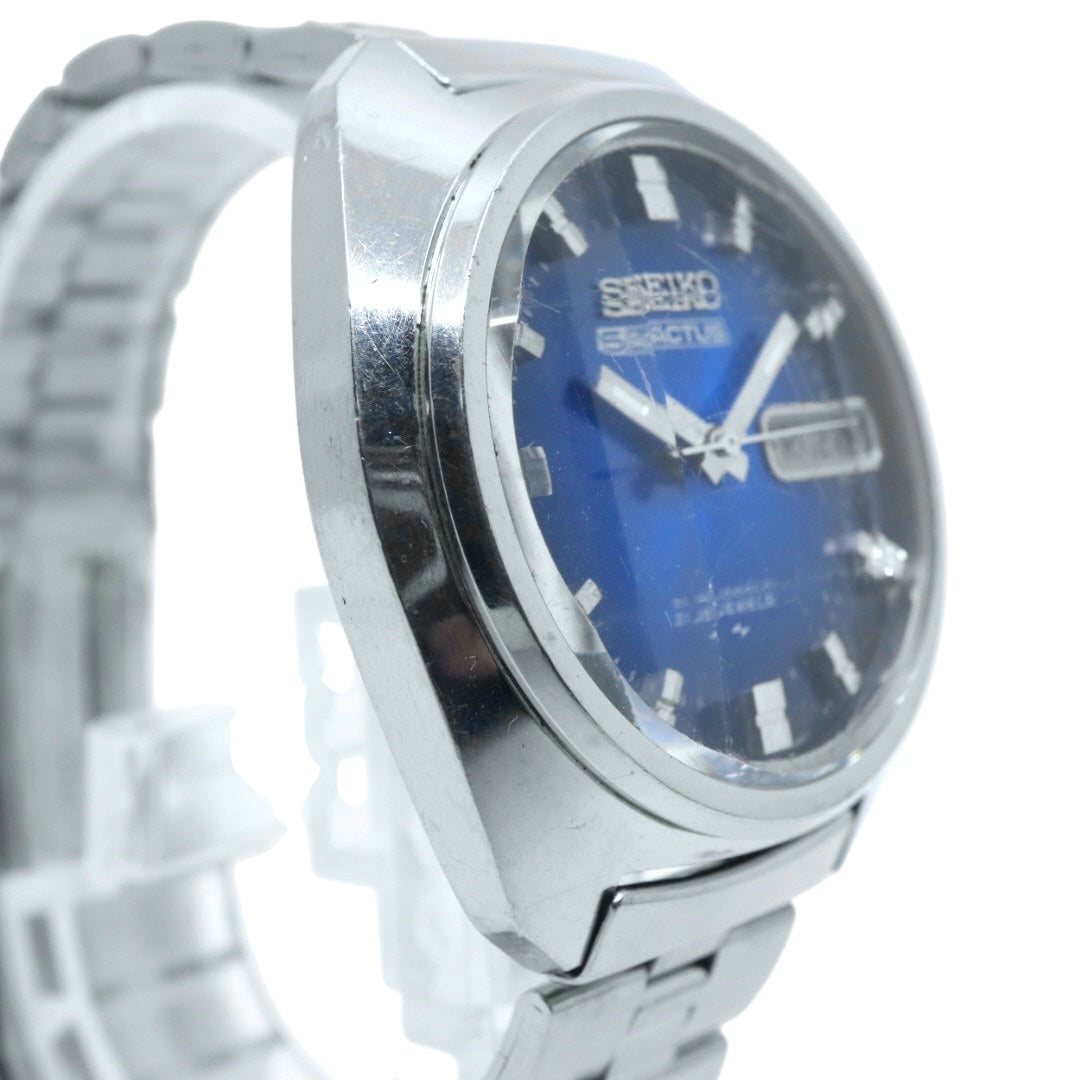 【稼働品】 SEIKO セイコー 5アクタス 腕時計 7019-7350 自動巻き 21石 デイデイト ブルーダイヤル メンズ アナログ ヴィンテージ 70年代 昭和レトロ 日本製 アンティークウォッチ クラシックデザイン クリーニング済み G4