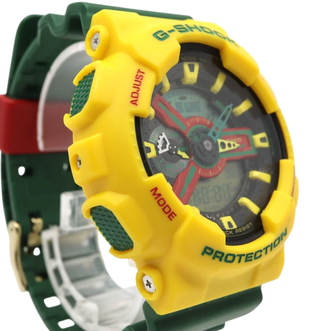 【未使用級/電池交換済】カシオ G-SHOCK GA-110RF ラスタファリアン 腕時計 メンズ アナデジ イエロー グリーン レッド ラスタカラー 20気圧防水 耐磁 JIS1種 耐衝撃構造 ストリート カジュアル ビッグケース クリーニング済み G5