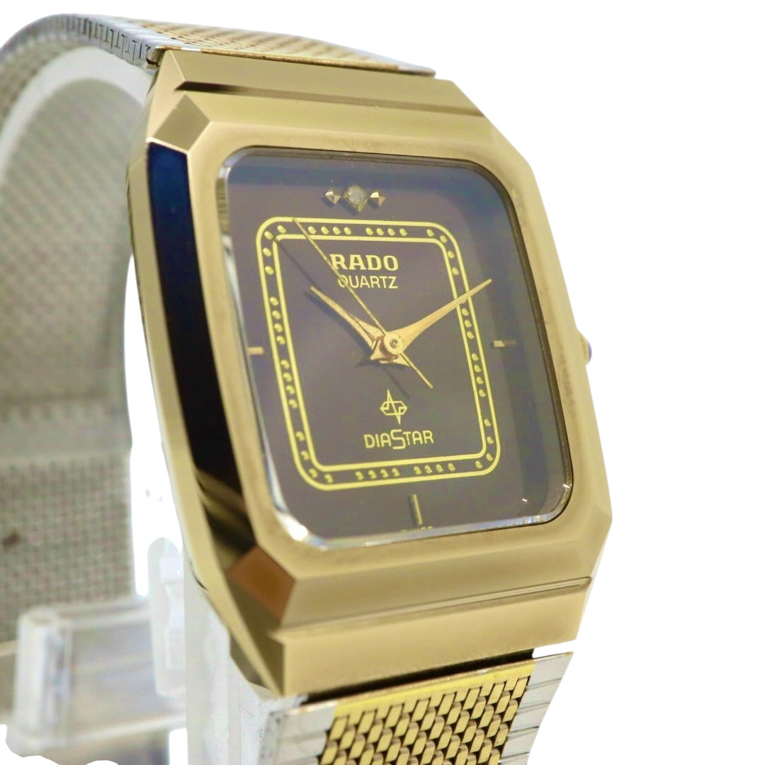 【美品/電池交換済】ラドー 腕時計 110.9509.3 レディース クオーツ ゴールド ブラウン文字盤 スクエア ヴィンテージ アナログ ドレスウォッチ アンティーク クラシックデザイン エレガント メッシュブレス クリーニング済み G1