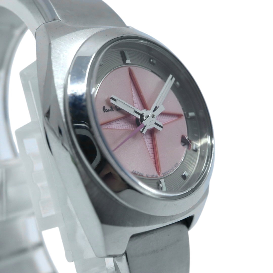 【美品/電池交換済】ポールスミス 腕時計 1016-S060753 レディース クオーツ ピンク スターダイヤル アナログ 10気圧防水 シルバー ブレスレットウォッチ フェミニン エレガント カジュアル クリーニング済み G2