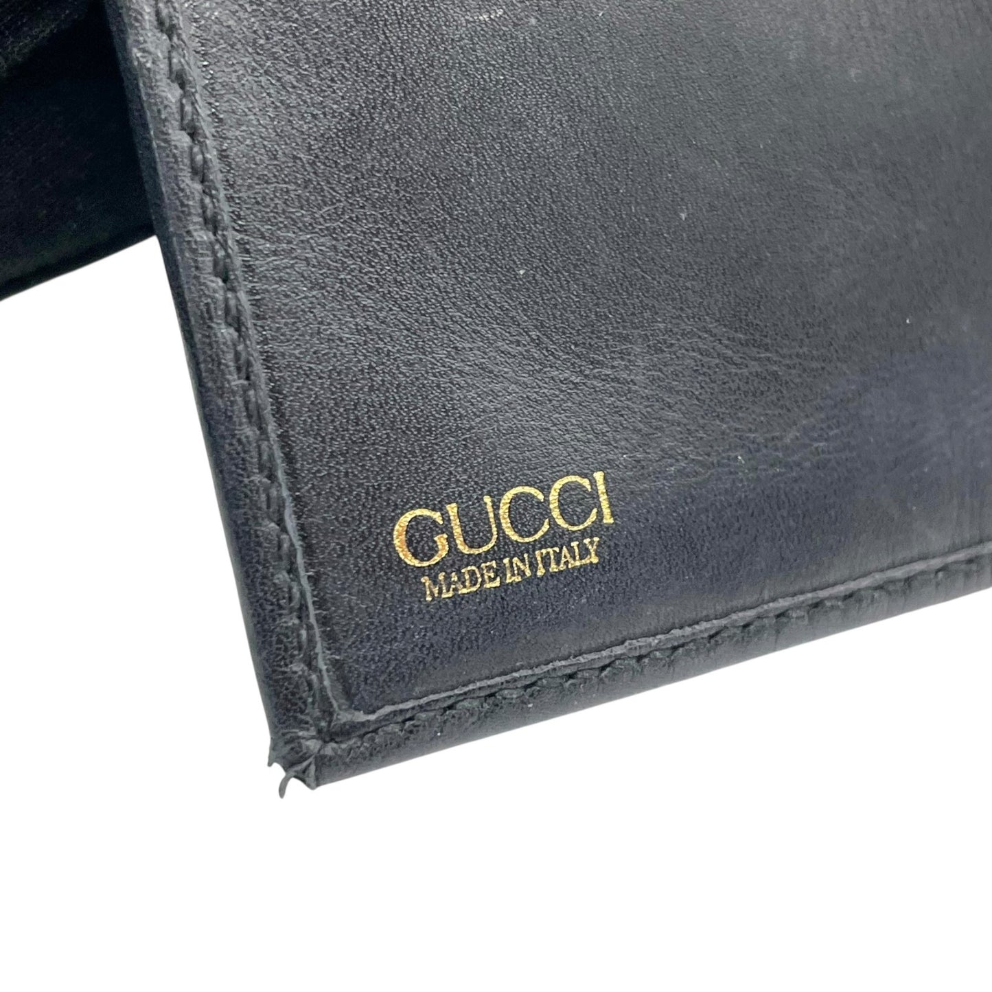 グッチ GUCCI 二つ折り 長財布 黒 ブラック キャンバス レザー ゴールド金具 ロゴ 総柄 メンズ レディース M5