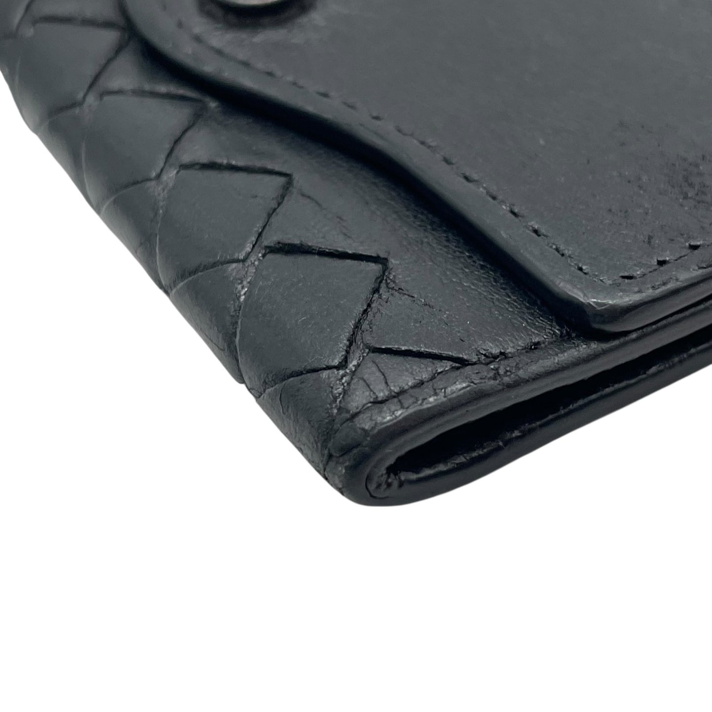 ボッテガヴェネタ BOTTEGA VENETA 三つ折り 5連 キーケース イントレチャート 黒 ブラック レザー ゴールド金具 メンズ レディース M5