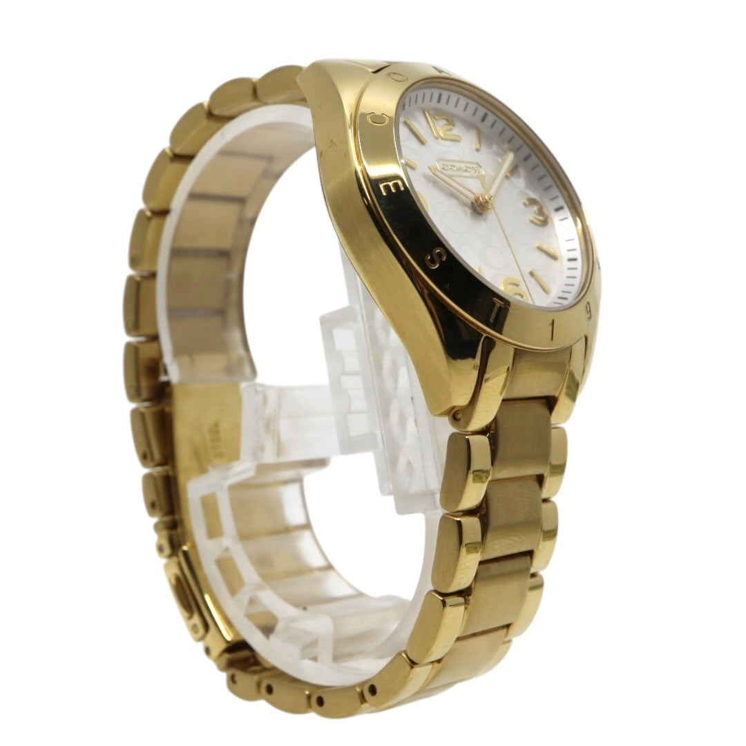 美品 電池交換済 クリーニング済 コーチ COACH 腕時計 CA-67.7.34.0690 レディースウォッチ クォーツ ゴールド ステンレススチール シルバー文字盤 シグネチャー柄 アナログ エレガント クラシック ドレスウォッチ 稼働品 G3