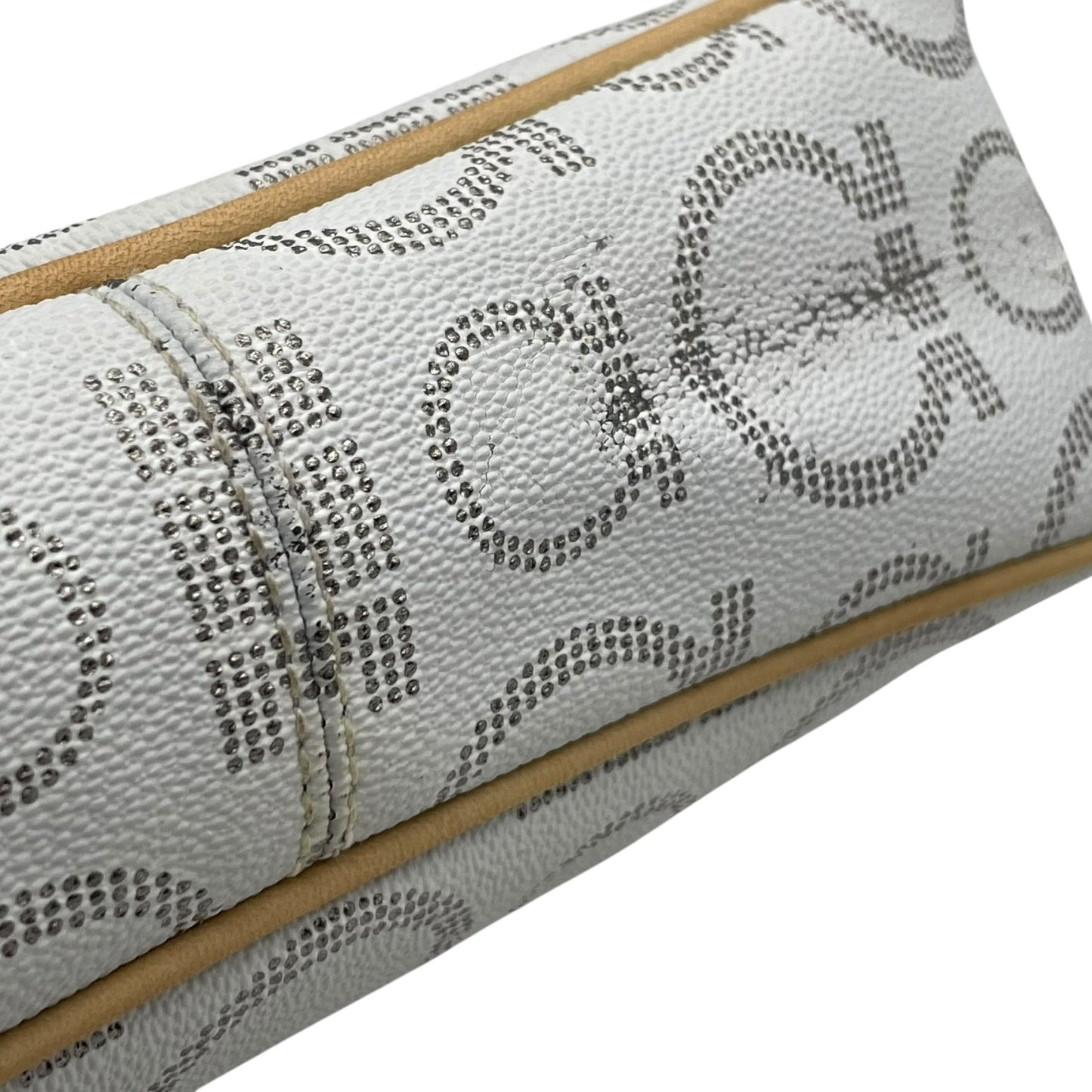 フェラガモ Salvatore Ferragamo ハンドバッグ アクセサリーポーチ ミニバッグ ガンチーニ AU-21 7497 グレー ベージュ レザー シルバー金具 ロゴ ワンショルダー 肩掛け可 レディース C5