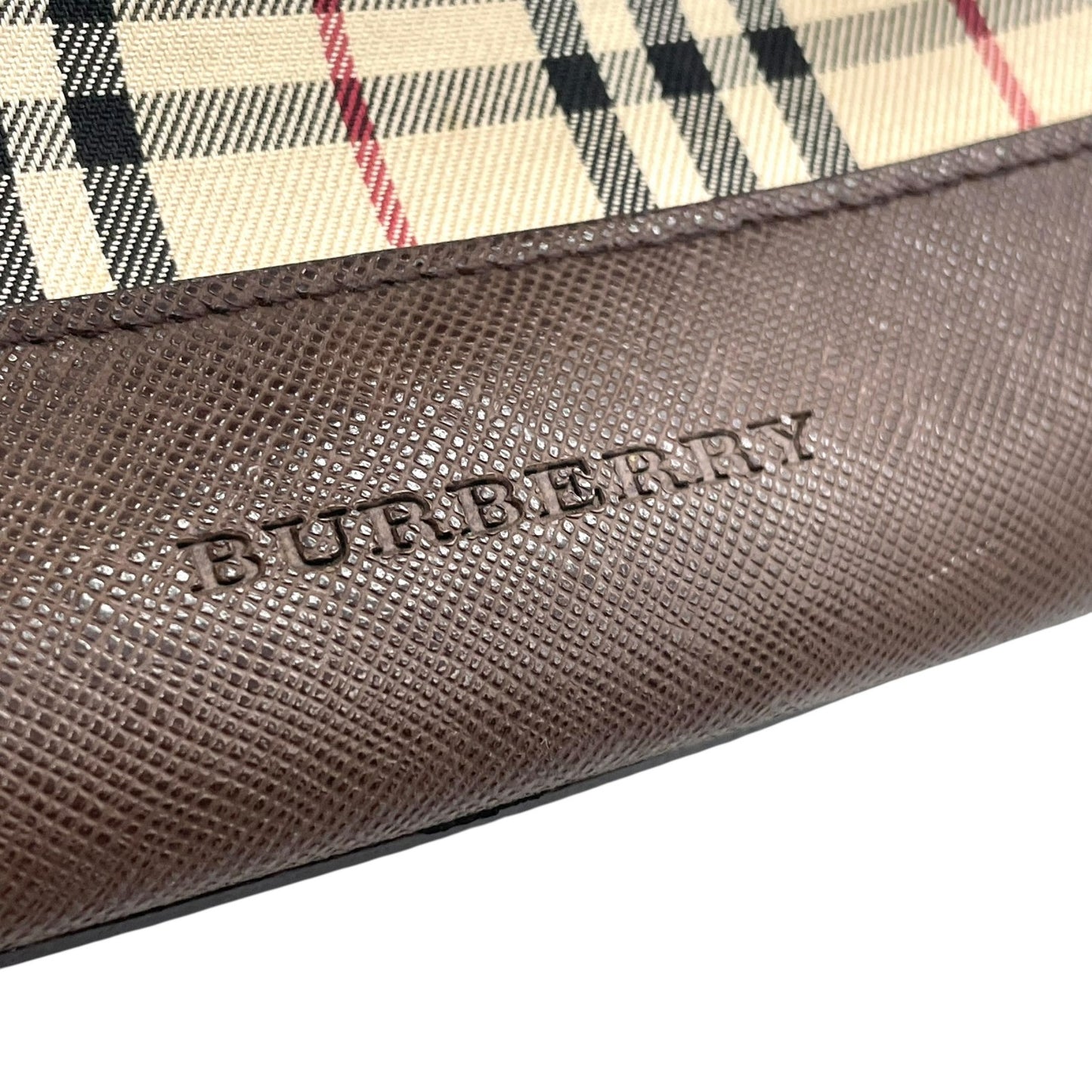 バーバリー BURBERRY トートバッグ ノバチェック キャンバス レザー ベージュ ブラウン 茶 シルバー金具 バケツ型 ロゴ型押し レディース A8