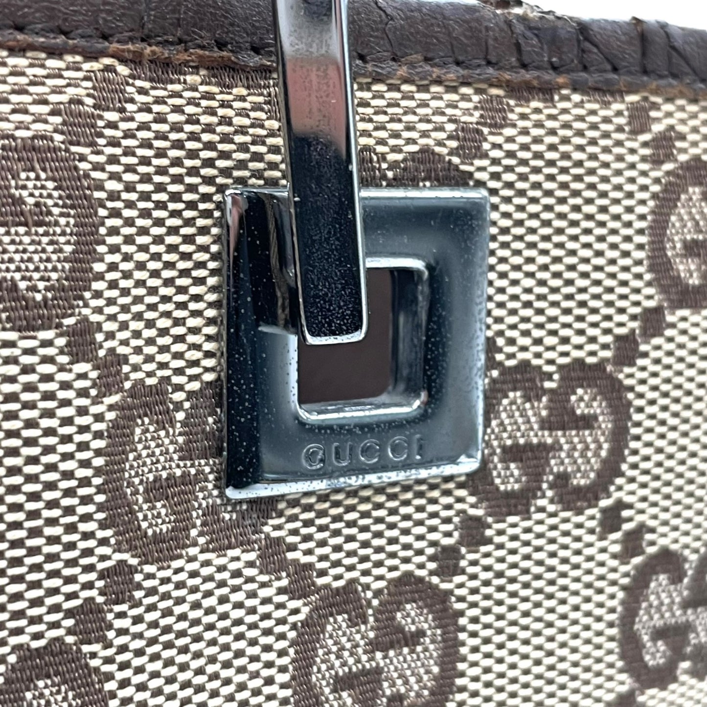 極美品 グッチ GUCCI トートバッグ ロングハンドル GGキャンバス ベージュ ブラウン レザー シルバー金具 ハンドバッグ K11