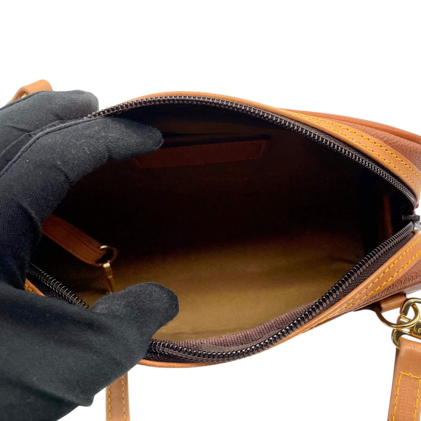 ハンティングワールド HUNTING WORLD ショルダーバッグ ブラウン 茶色 ロングハンドル レザー ロゴ型押し ミニバッグ 斜め掛け可能 メンズ レディース U17