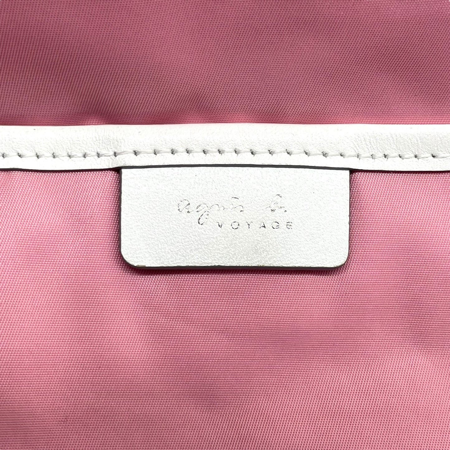 アニエスベー agnès b. VOYAGE トートバッグ ピンク 白 ホワイト ナイロン レザー 大容量 軽量 シンプルデザイン U17