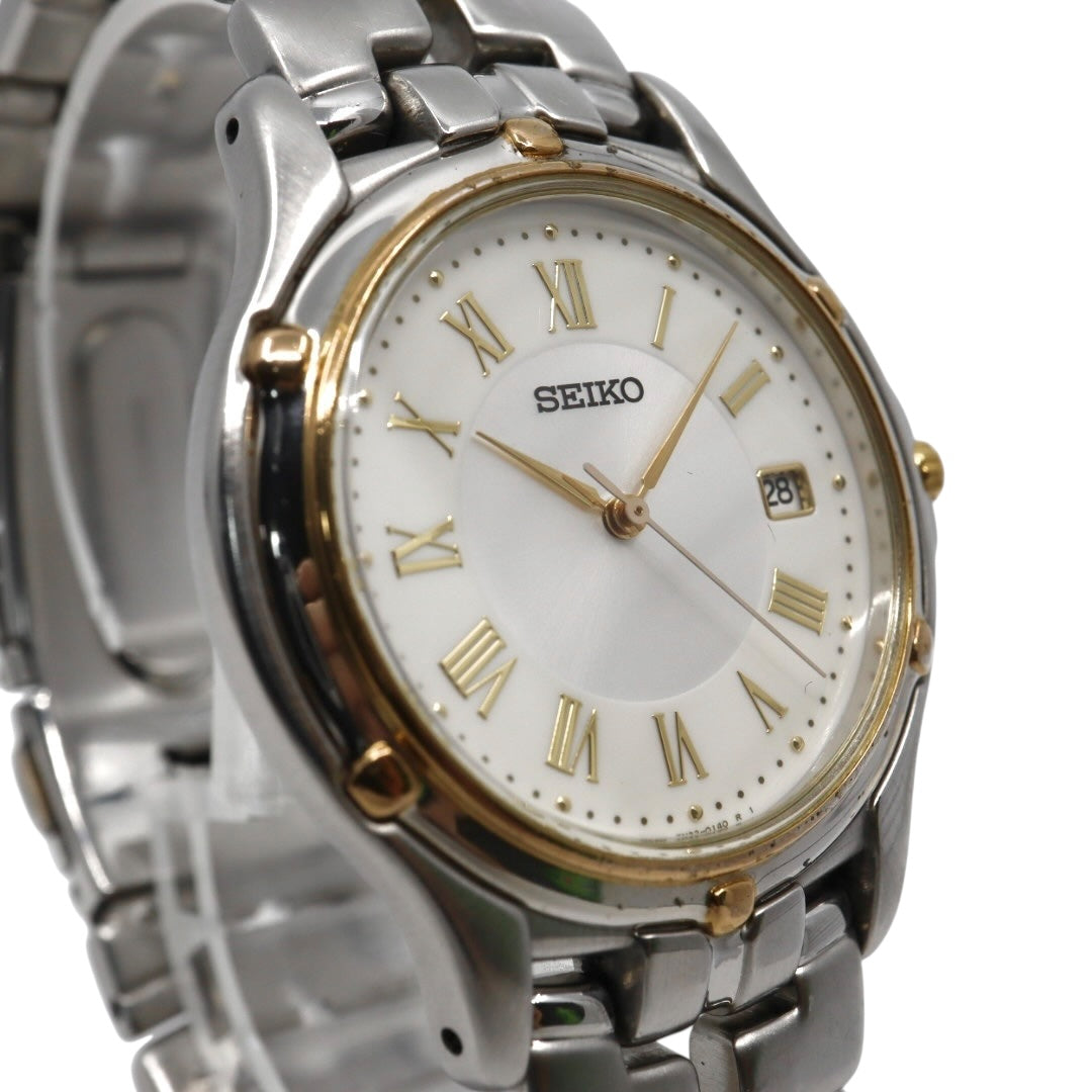 【電池交換済／稼働品】SEIKO セイコー 腕時計 クオーツ アナログ ローマンインデックス コンビカラー シルバー ゴールド メンズ レディース ユニセックス ドレスウォッチ クラシック ビンテージ 創立記念 いすゞ K-TOKA 7N32-0100 G4