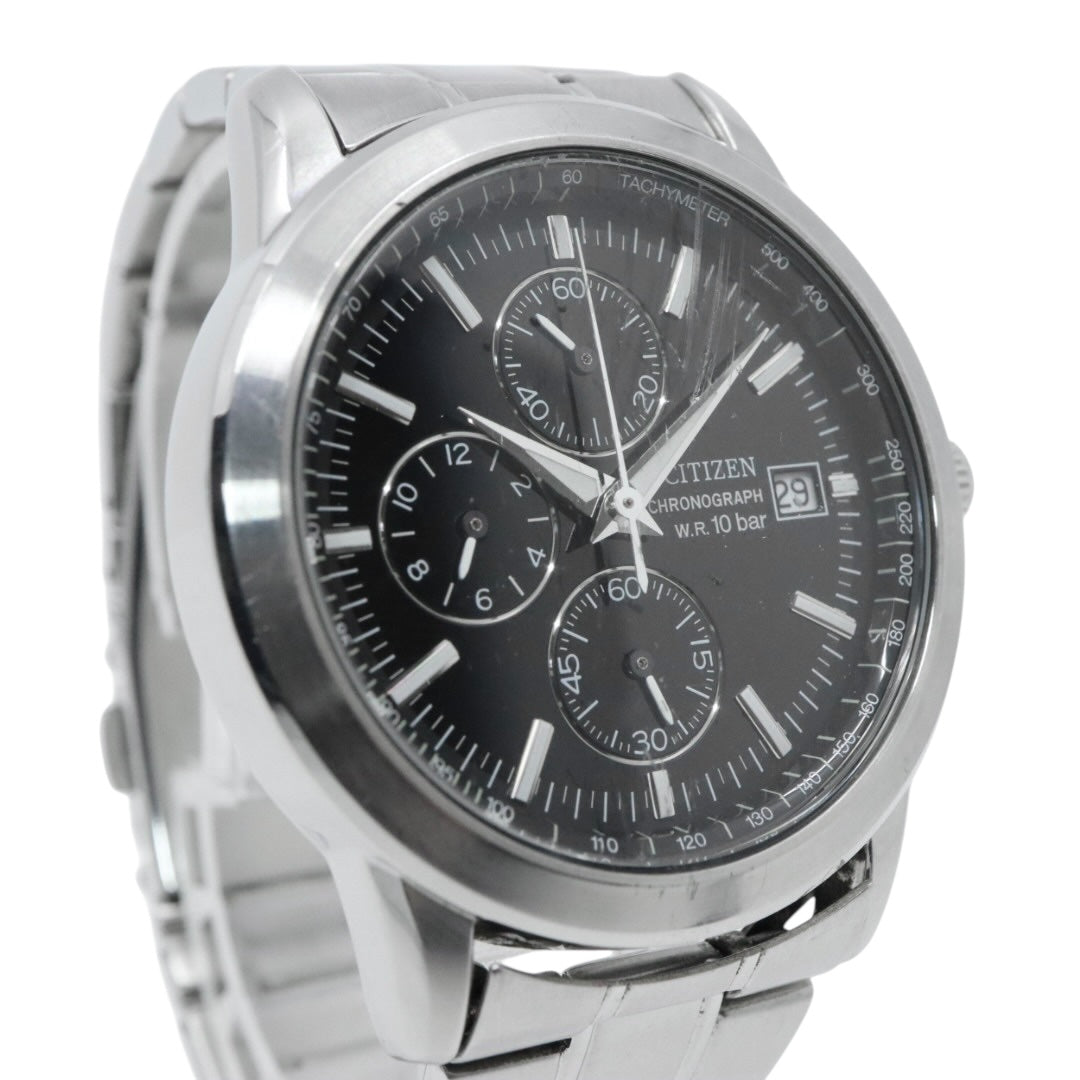 citizen シチズン クオーツ クロノグラフ 腕時計 0510-K002320 ブラック文字盤 ステンレススチール 10気圧防水 メンズ G8
