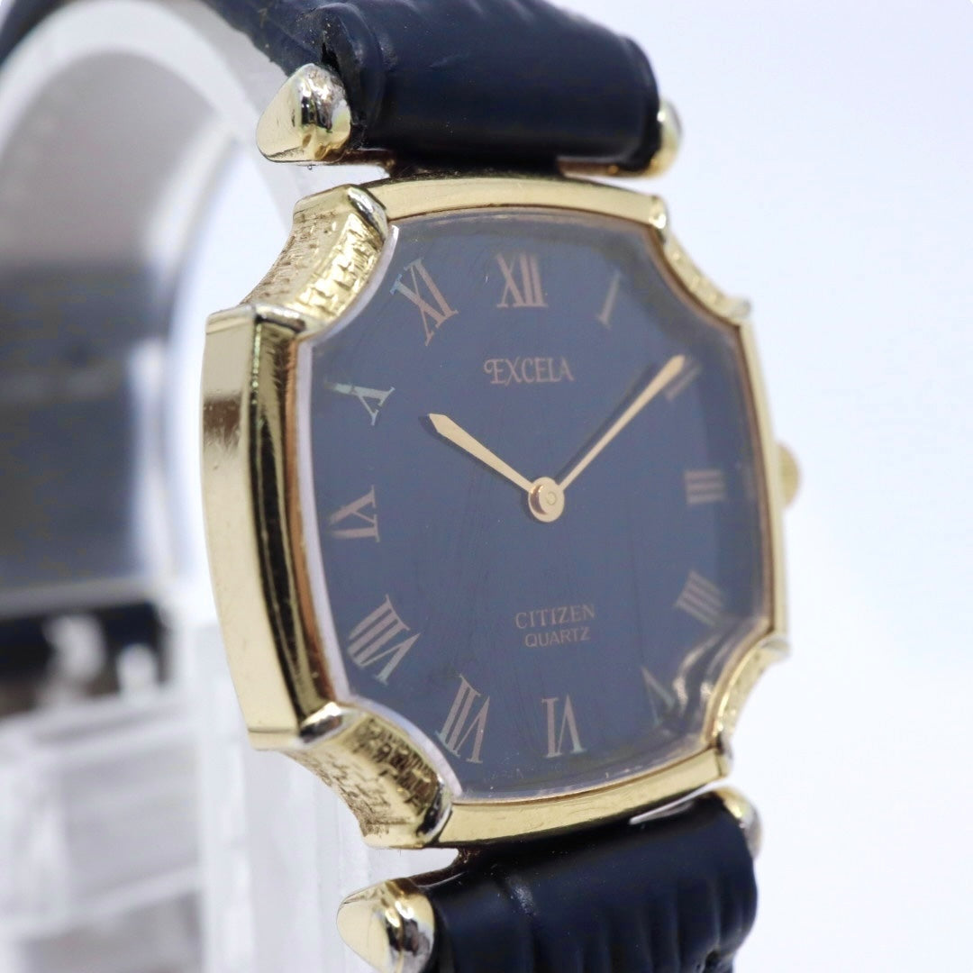【稼働品/新品ベルト】シチズン エクセラ 腕時計 2200-221389 レディース クオーツ アナログ ローマンインデックス ブラック文字盤 ゴールド GP レザー ドレスウォッチ クラシック エレガント ヴィンテージ G9