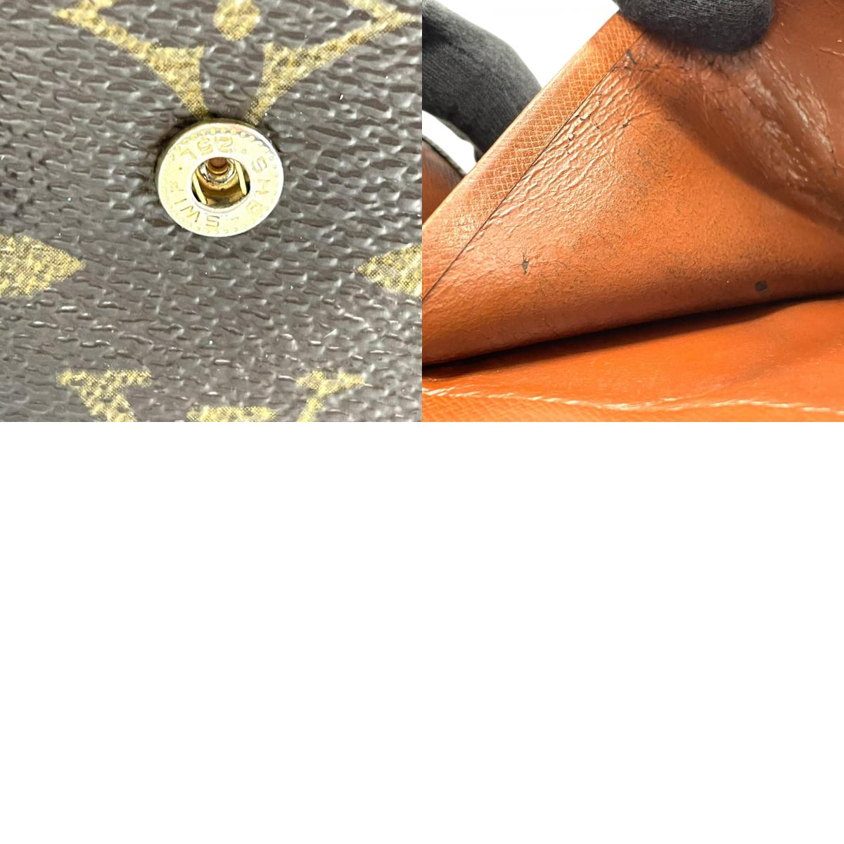 LOUIS VUITTON ルイヴィトン 三つ折り財布 ポルトモネビエ モノグラム M61660 Wホック ブラウン PVC レザー M4