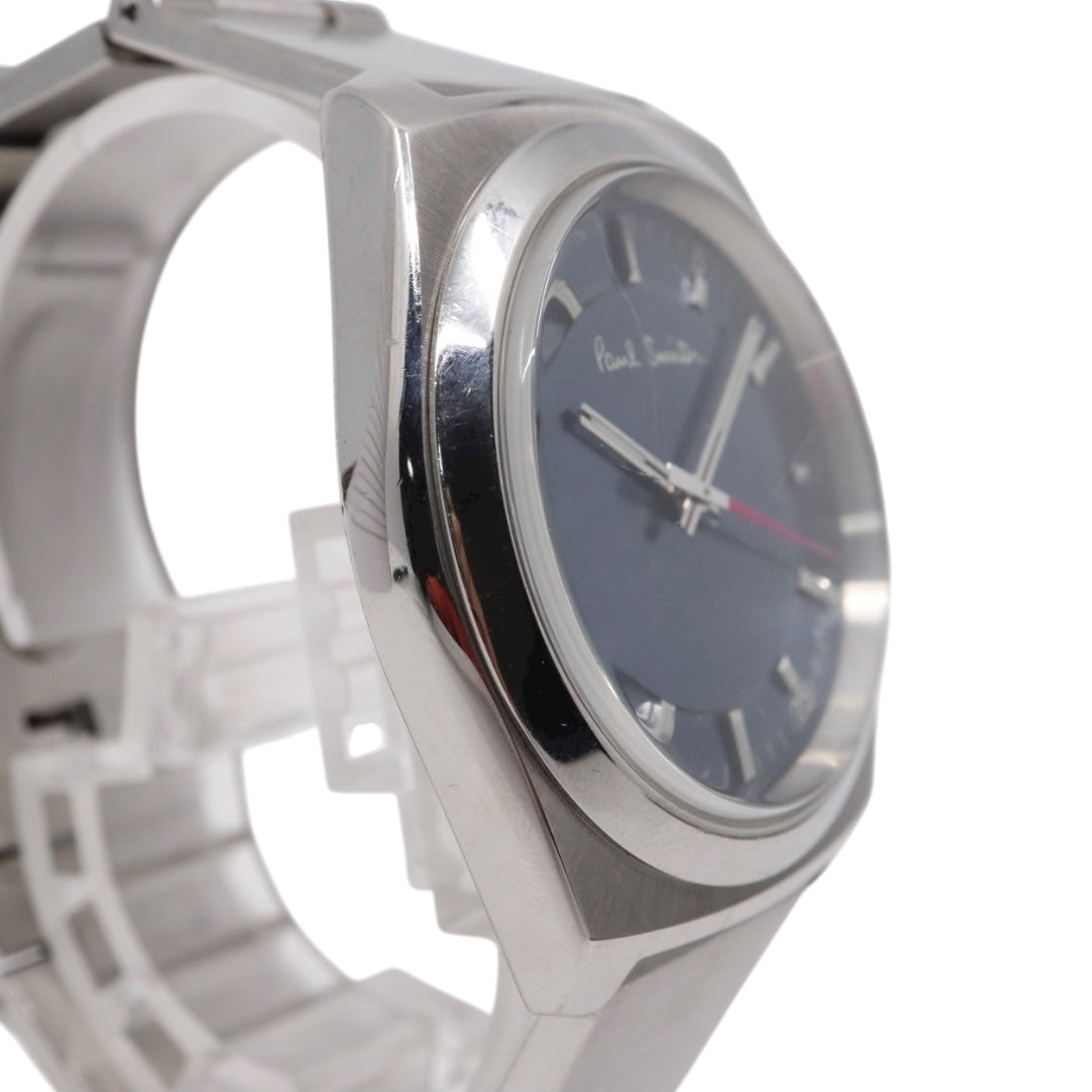 ポールスミス クローズドアイズ 腕時計 メンズ クォーツ ブルー文字盤 シルバー ステンレス シンプル ビジネス ドレスウォッチ アナログ 電池交換済み 稼働品 上品 フォーマル オフィス スタイリッシュ 銀 青 洗練 定番 人気モデル 10気圧防水 G10