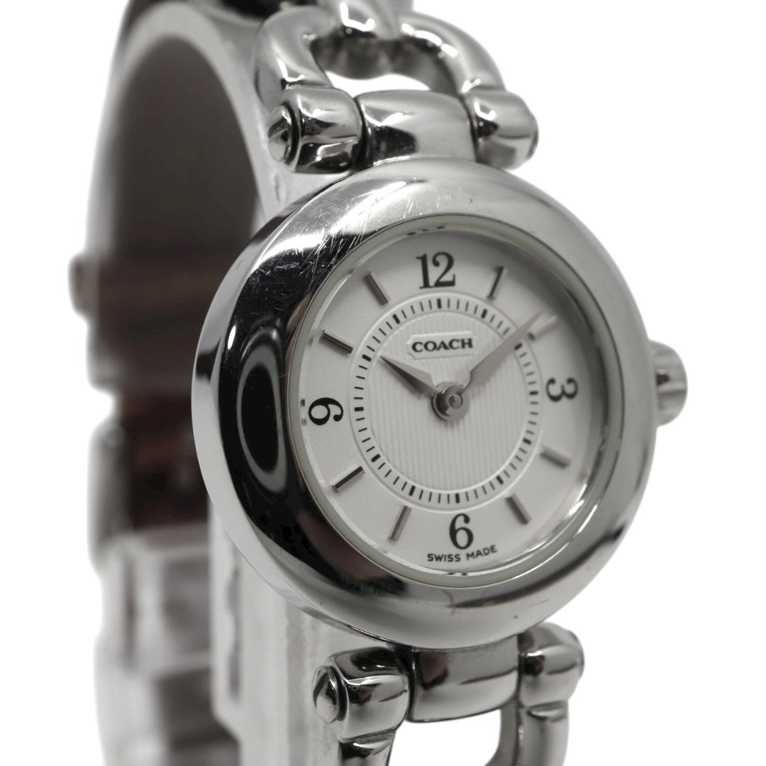 コーチ COACH 腕時計 レディース クォーツ 白文字盤 シルバー レザーベルト 6.239.173 アナログ ウォッチ 上品 エレガント ビジネス フォーマル カジュアル シンプル 希少 レア 馬車ロゴ クラシック 1023H046-1 G10