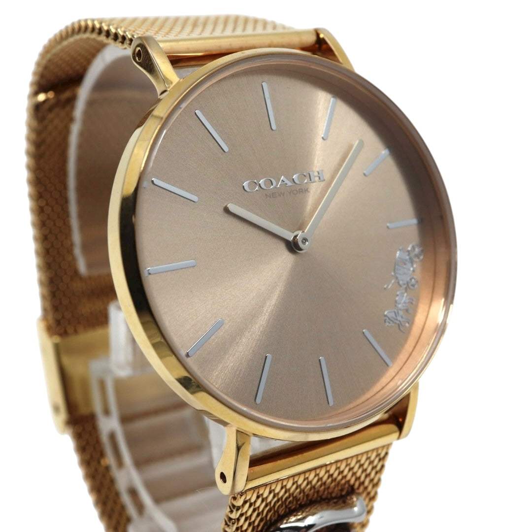 コーチ COACH 腕時計 レディース クォーツ ペリー Perry ゴールド メッシュベルト CA.120.7.34.1710 アナログ ウォッチ ホースアンドキャリッジ 馬車ロゴ エレガント 上品 モダン クラシック 美品 ほぼ新品 希少 G10