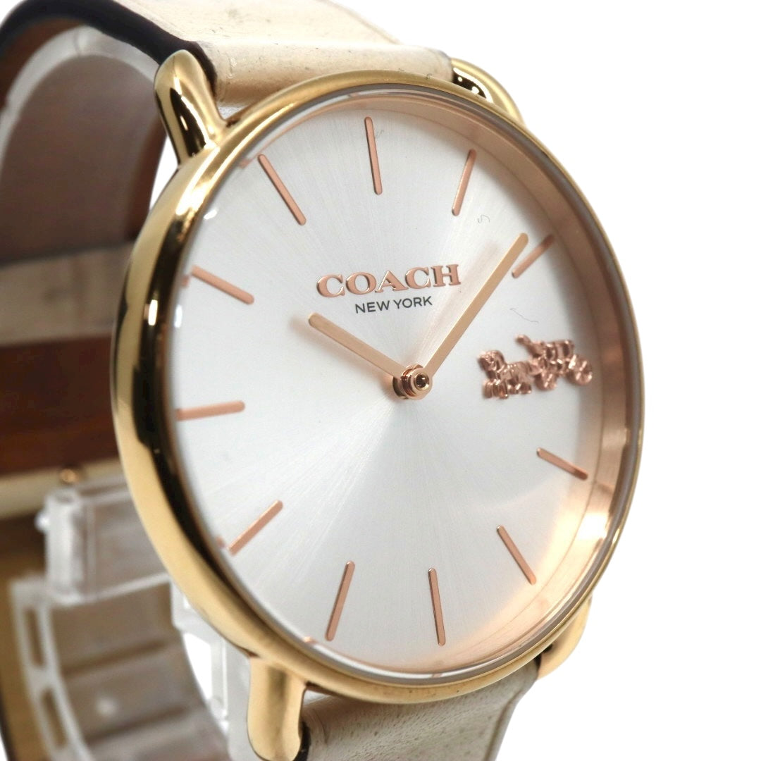 【美品】コーチ COACH 腕時計 レディース グランド GRAND ゴールド シルバー レザー 馬車ロゴ CA.158.7.34.2401 クォーツ アナログ 3針 ビジネス オフィス 通勤 通学 シンプル エレガント 上品 クラシック 純正箱付 G11