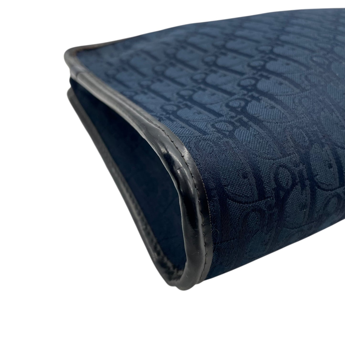 Authentic DIOR Trotter Clutch Bag Navy Canvas Gold Hardware Zipper Men's Vintage