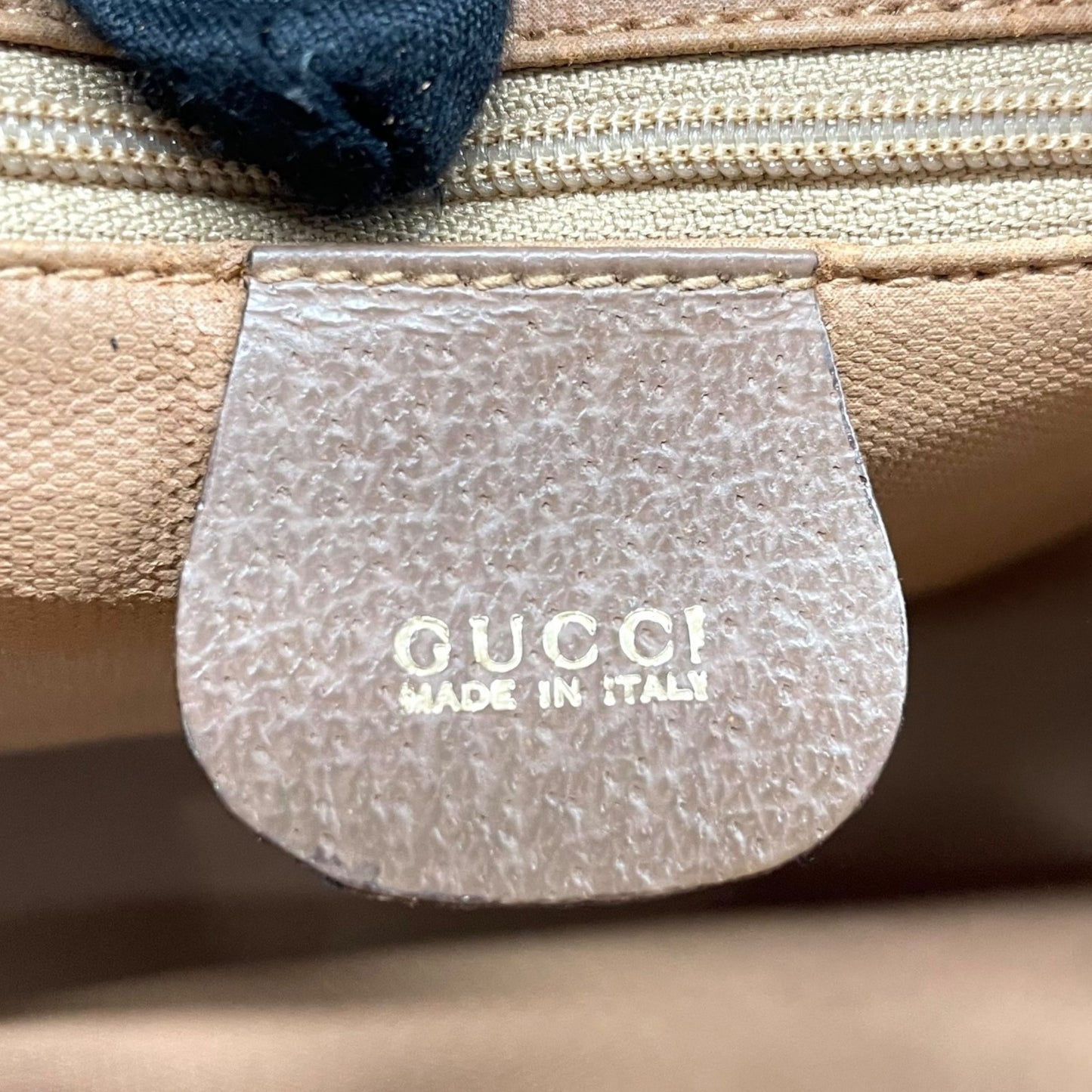 Authentic GUCCI Old GG Supreme Clutch Bag Second Bag Brown Leather PVC Gold Hardware Unisex Vintage