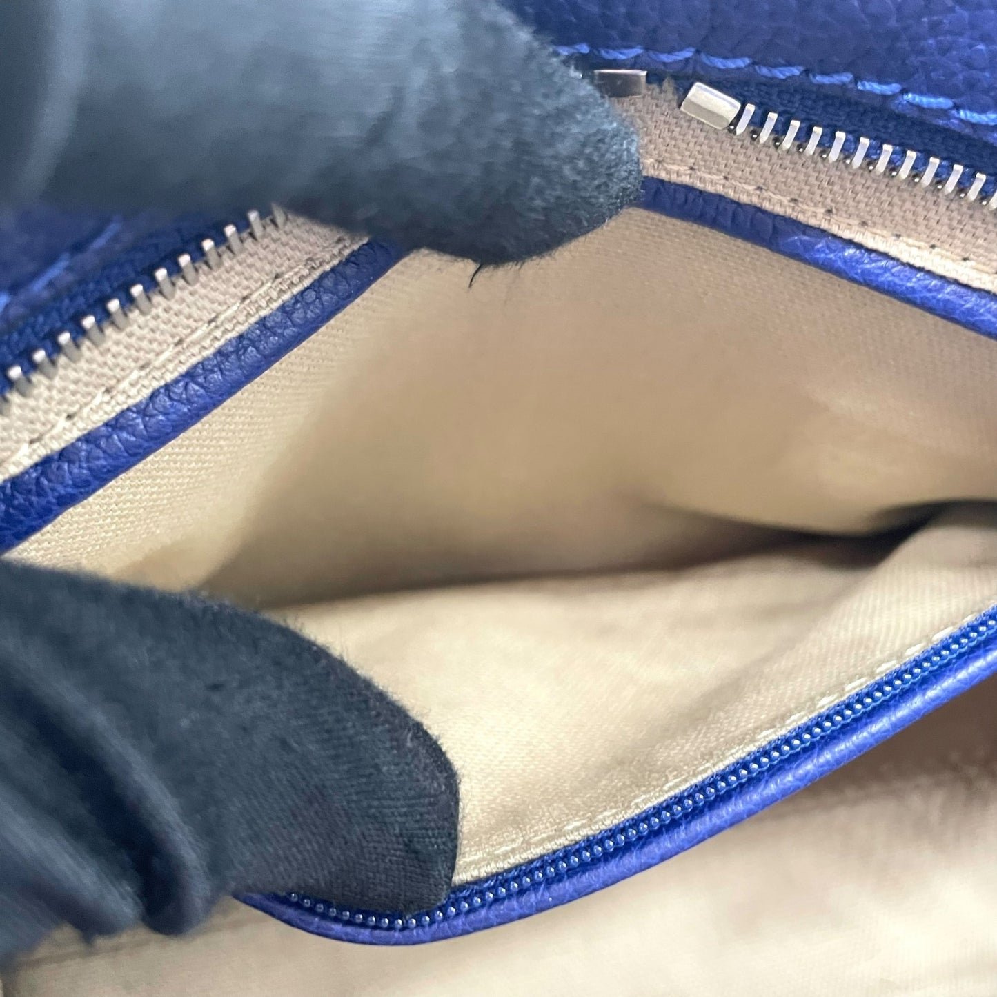 Authentic ALEXANDER McQUEEN 2WAY Handbag Shoulder Bag Skull Padlock Blue Leather Women's Crossbody